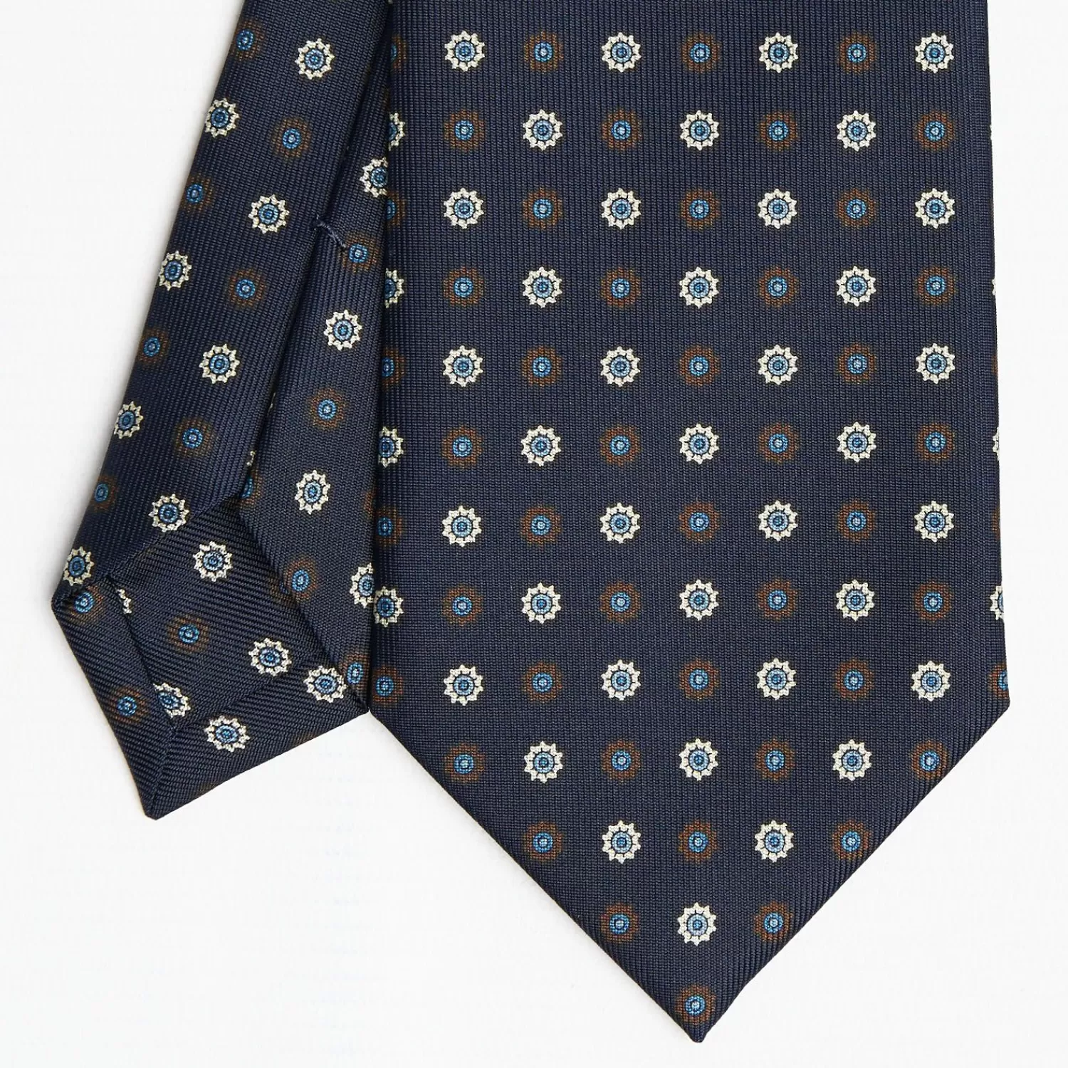 Dark Blue Sartorial Classic Silk Tie Large Flower Pattern>E.Marinella Shop