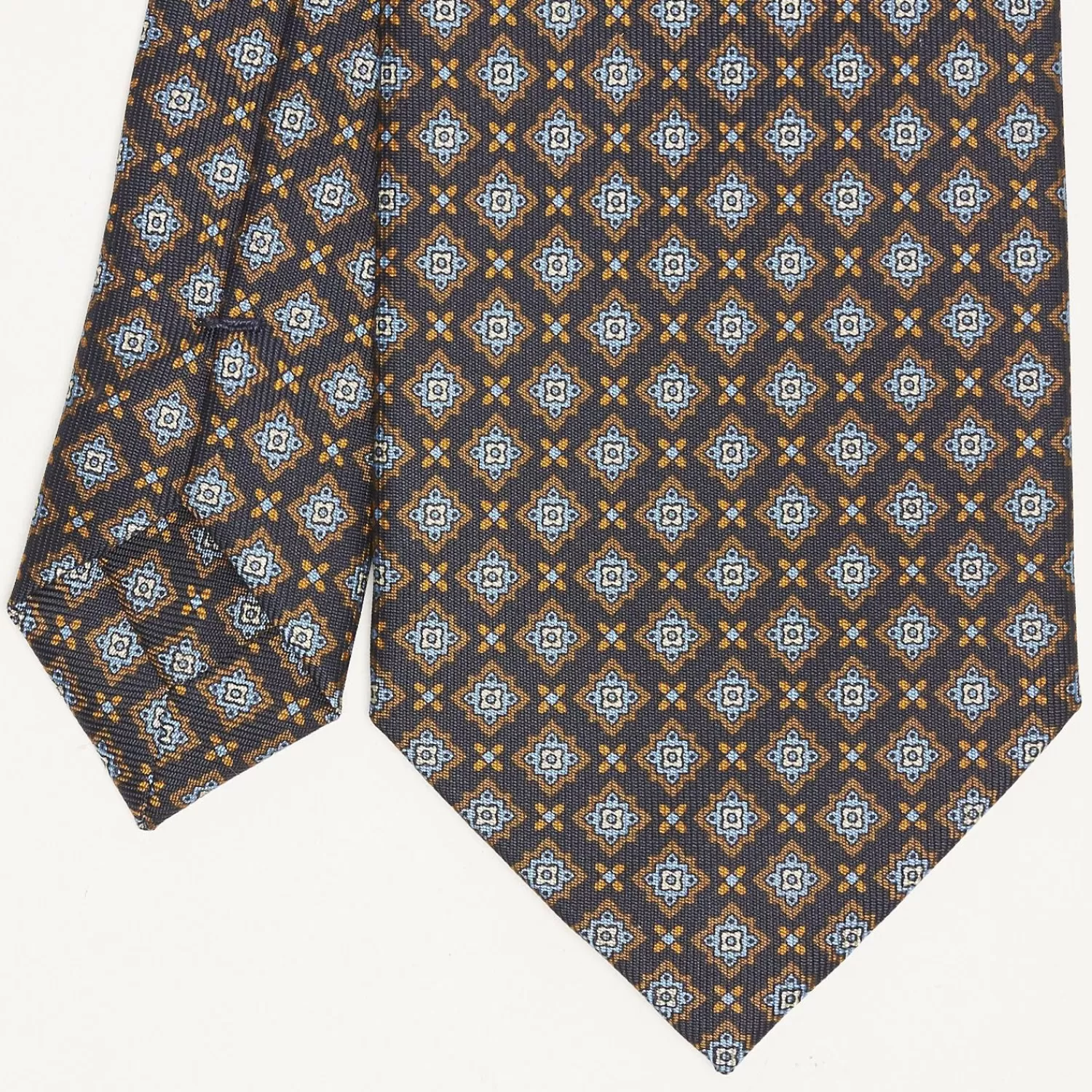 Dark Blue Sartorial Classic Silk Tie Large Flower Pattern>E.Marinella Sale