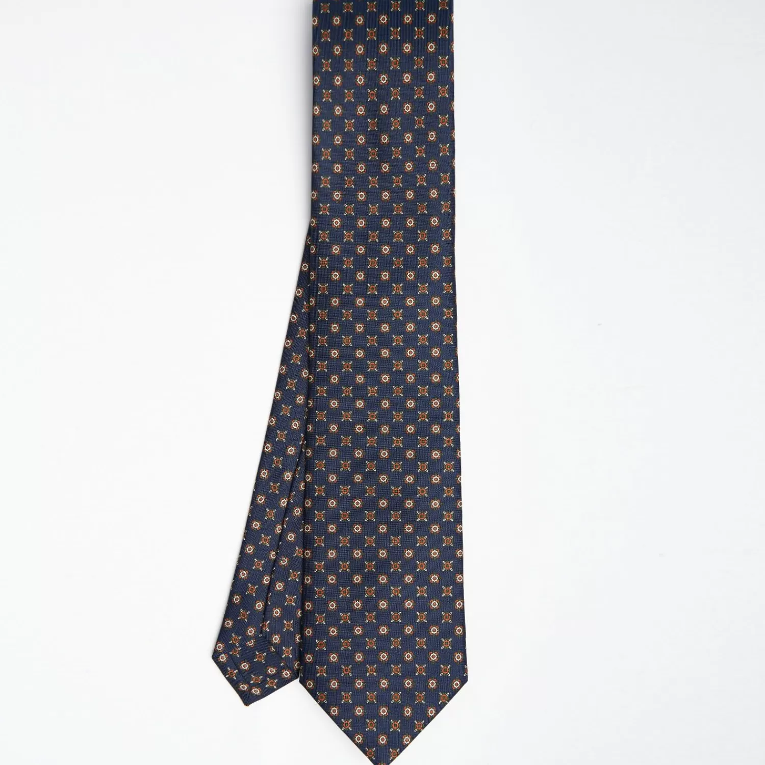 Dark Blue Sartorial Classic Silk Tie Large Flower Pattern>E.Marinella Hot