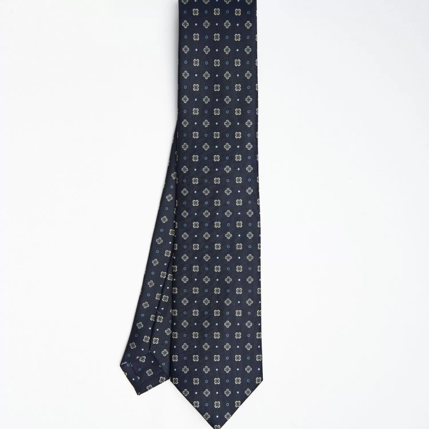 Dark Blue Sartorial Classic Silk Tie Large Flower Pattern>E.Marinella Best Sale