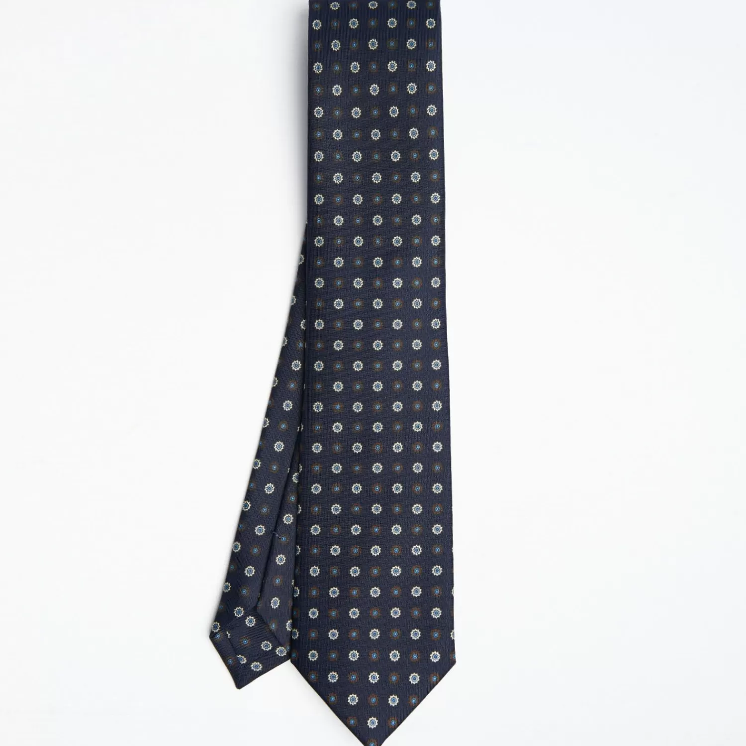 Dark Blue Sartorial Classic Silk Tie Large Flower Pattern>E.Marinella Shop