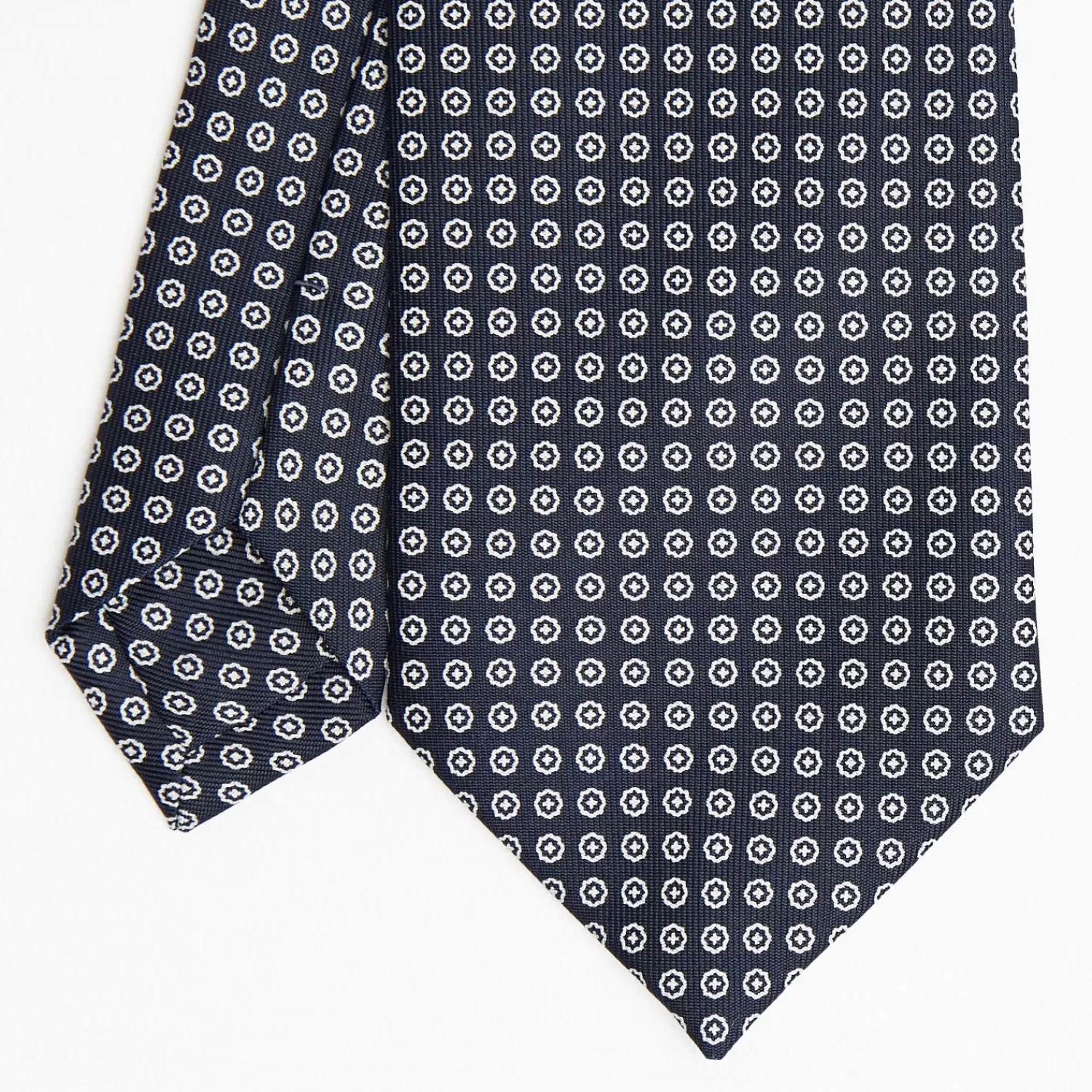 Dark Blue Sartorial Classic Silk Tie Small Flower Pattern>E.Marinella Store