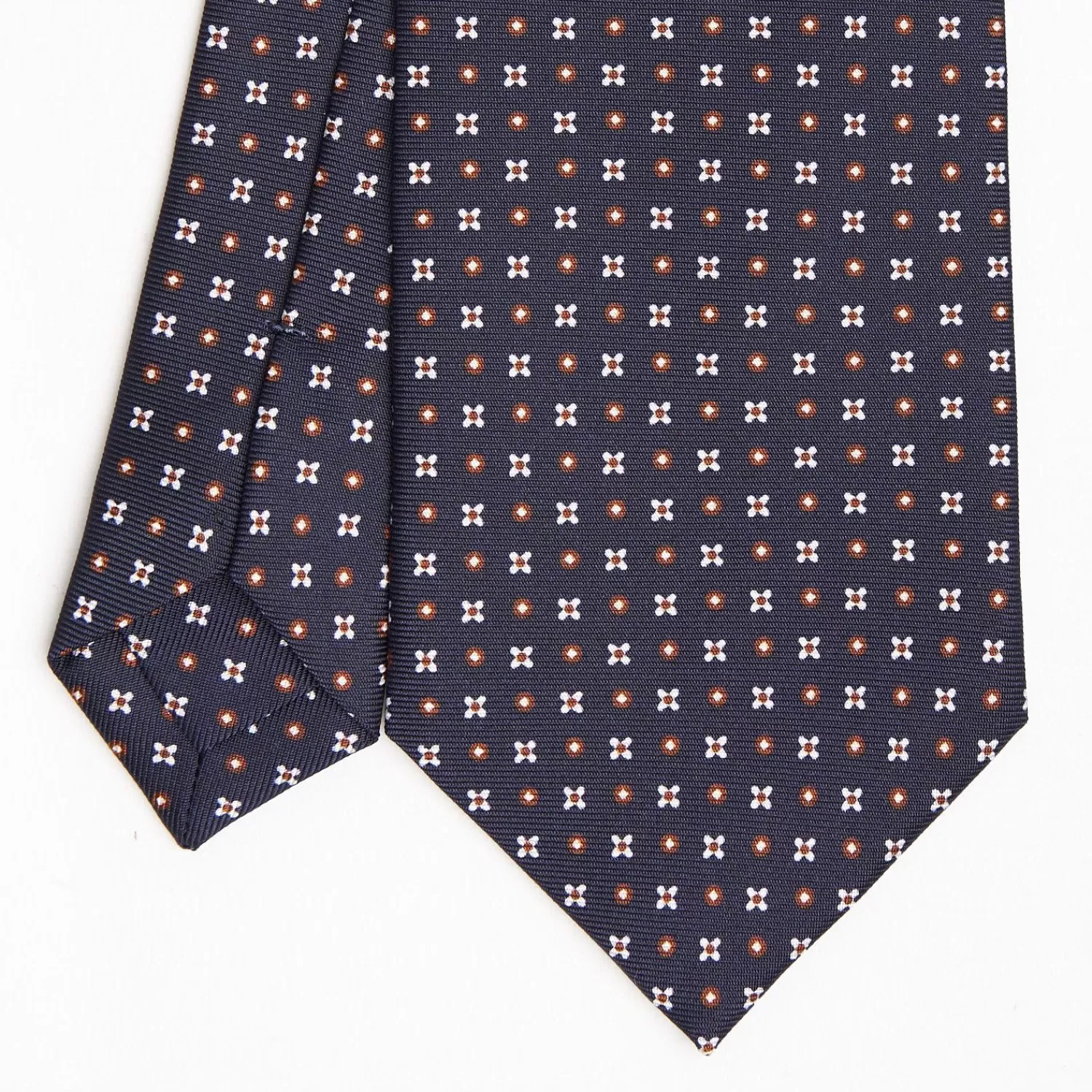 Dark Blue Sartorial Classic Silk Tie Small Flower Pattern>E.Marinella New