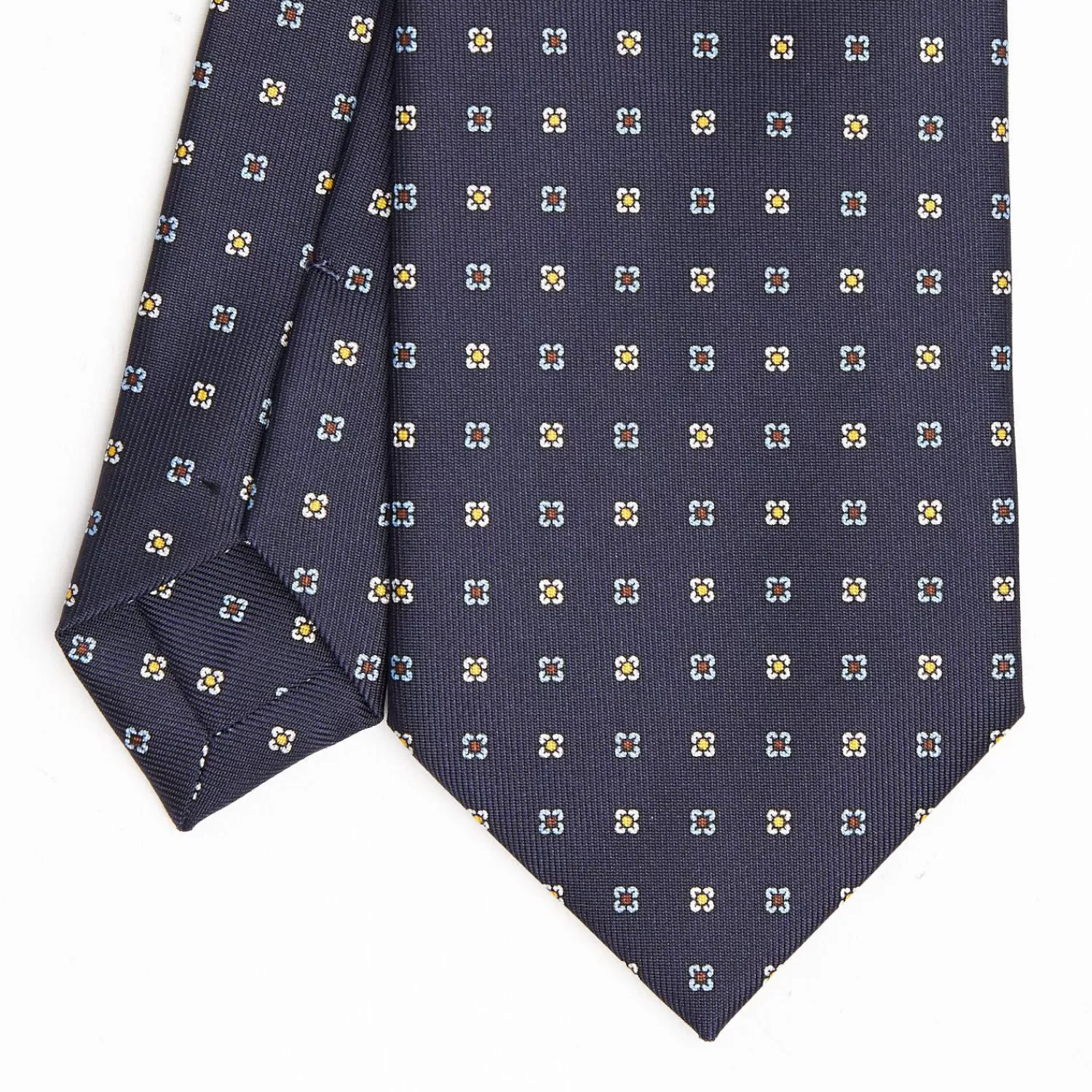 Dark Blue Sartorial Classic Silk Tie Small Flower Pattern>E.Marinella Sale