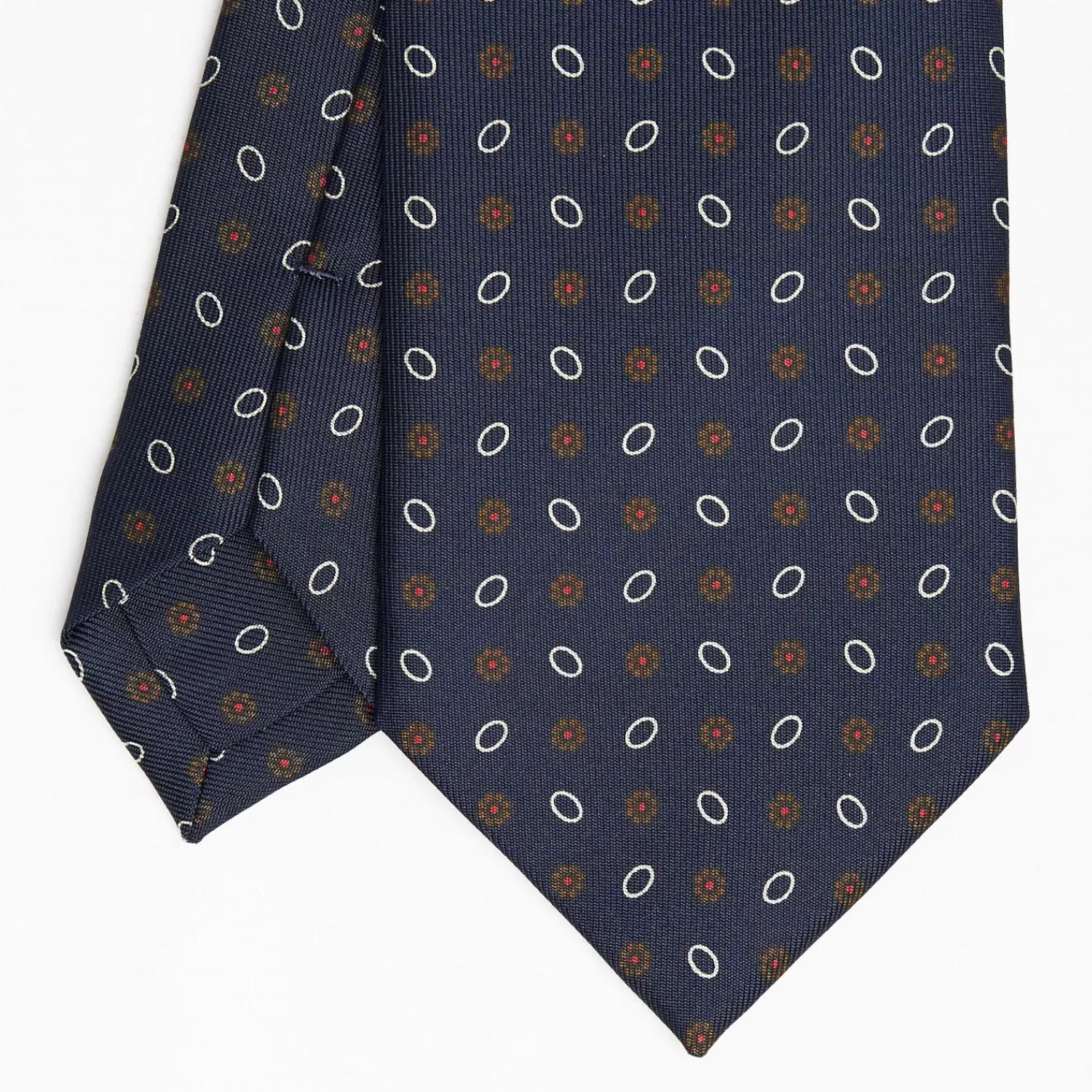 Dark Blue Sartorial Classic Silk Tie Small Flower Pattern>E.Marinella New