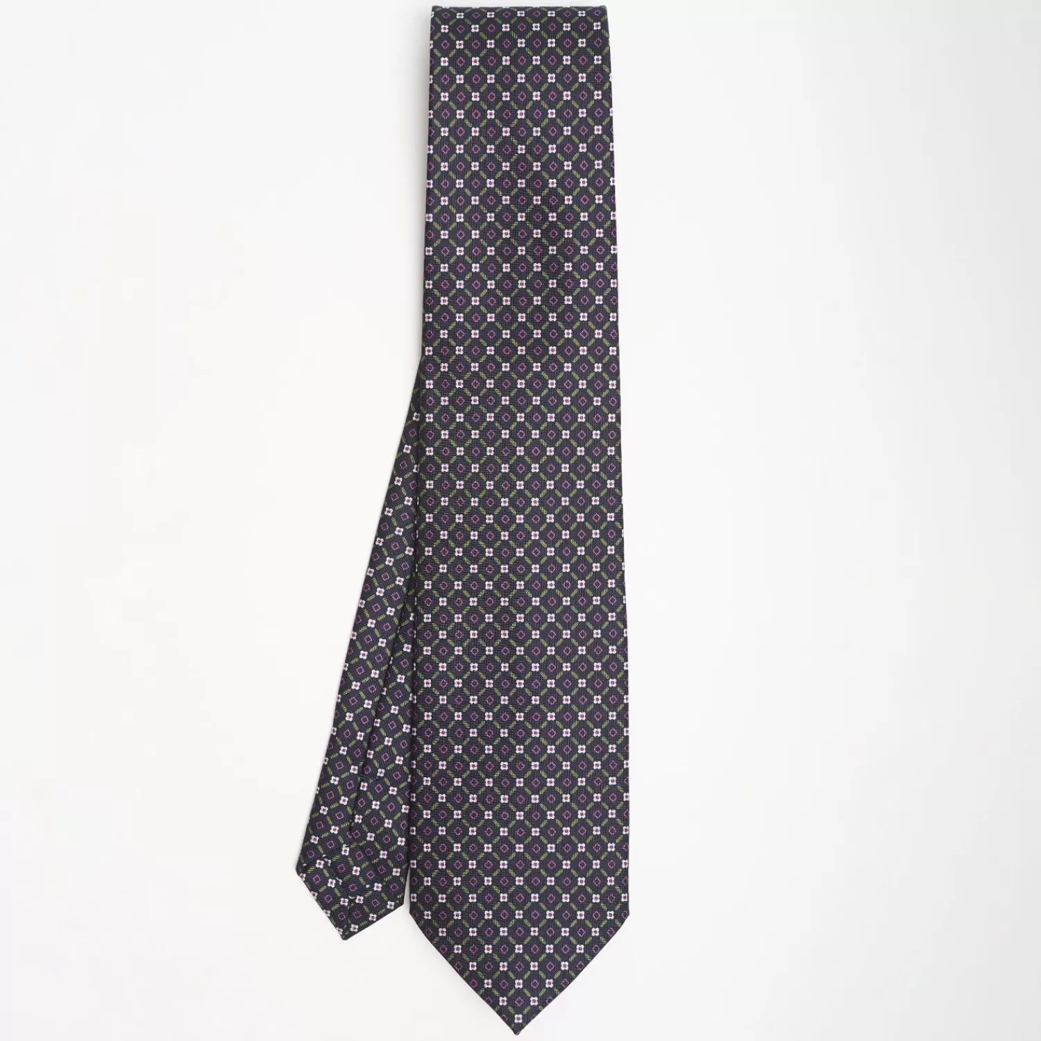 Dark Blue Sartorial Classic Silk Tie Small Flower Pattern>E.Marinella Best Sale