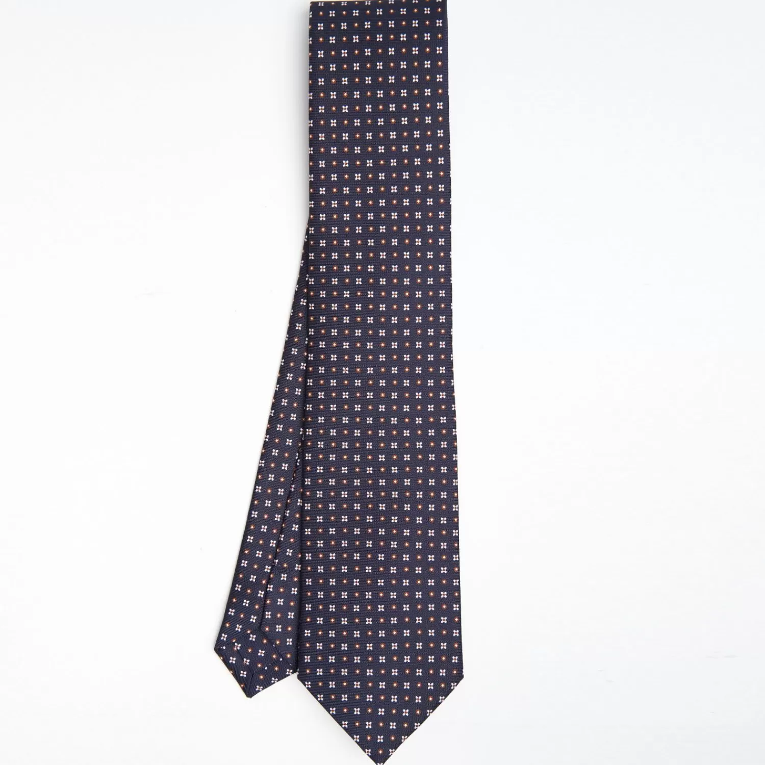 Dark Blue Sartorial Classic Silk Tie Small Flower Pattern>E.Marinella New