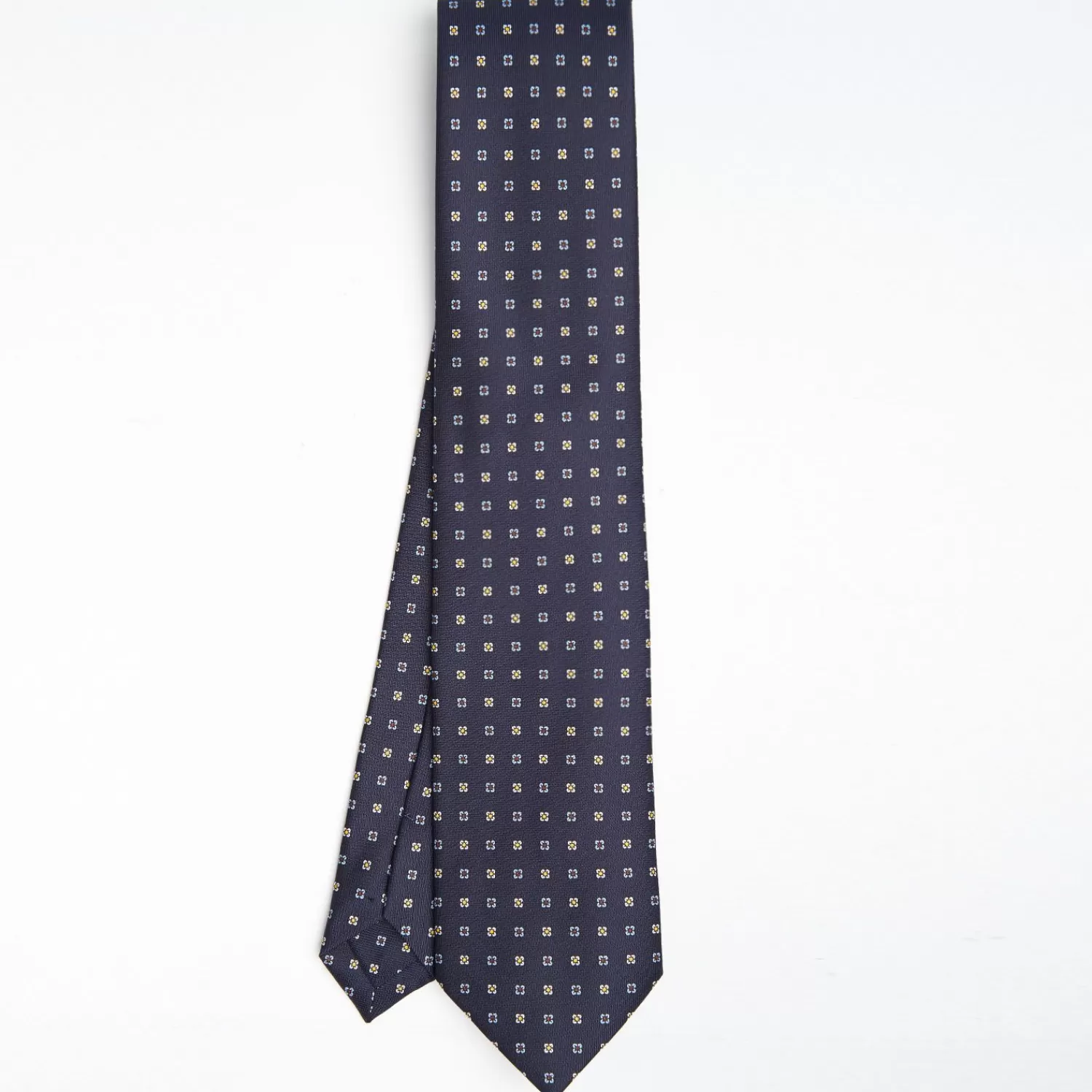 Dark Blue Sartorial Classic Silk Tie Small Flower Pattern>E.Marinella Sale
