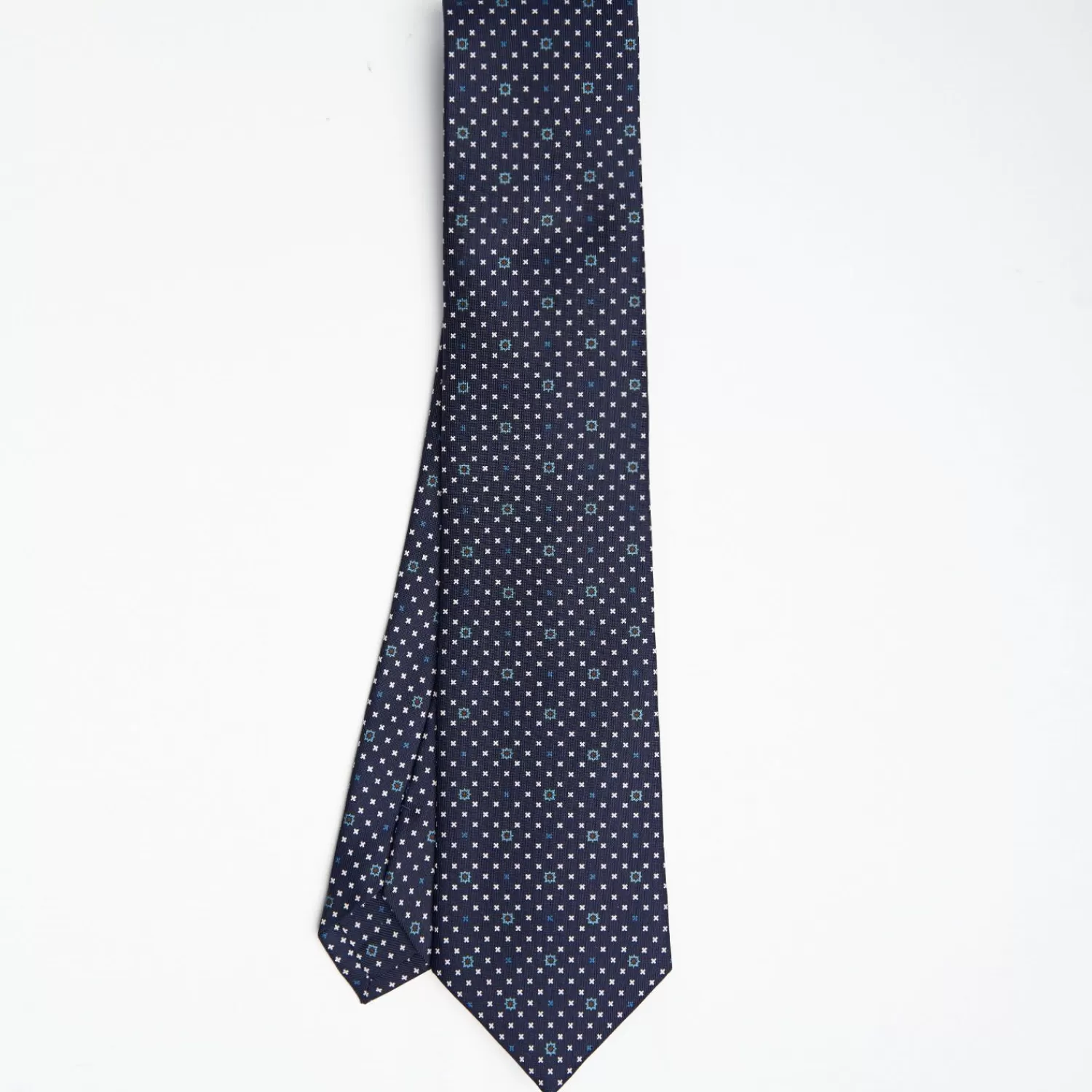 Dark Blue Sartorial Classic Silk Tie Small Flower Pattern>E.Marinella Store