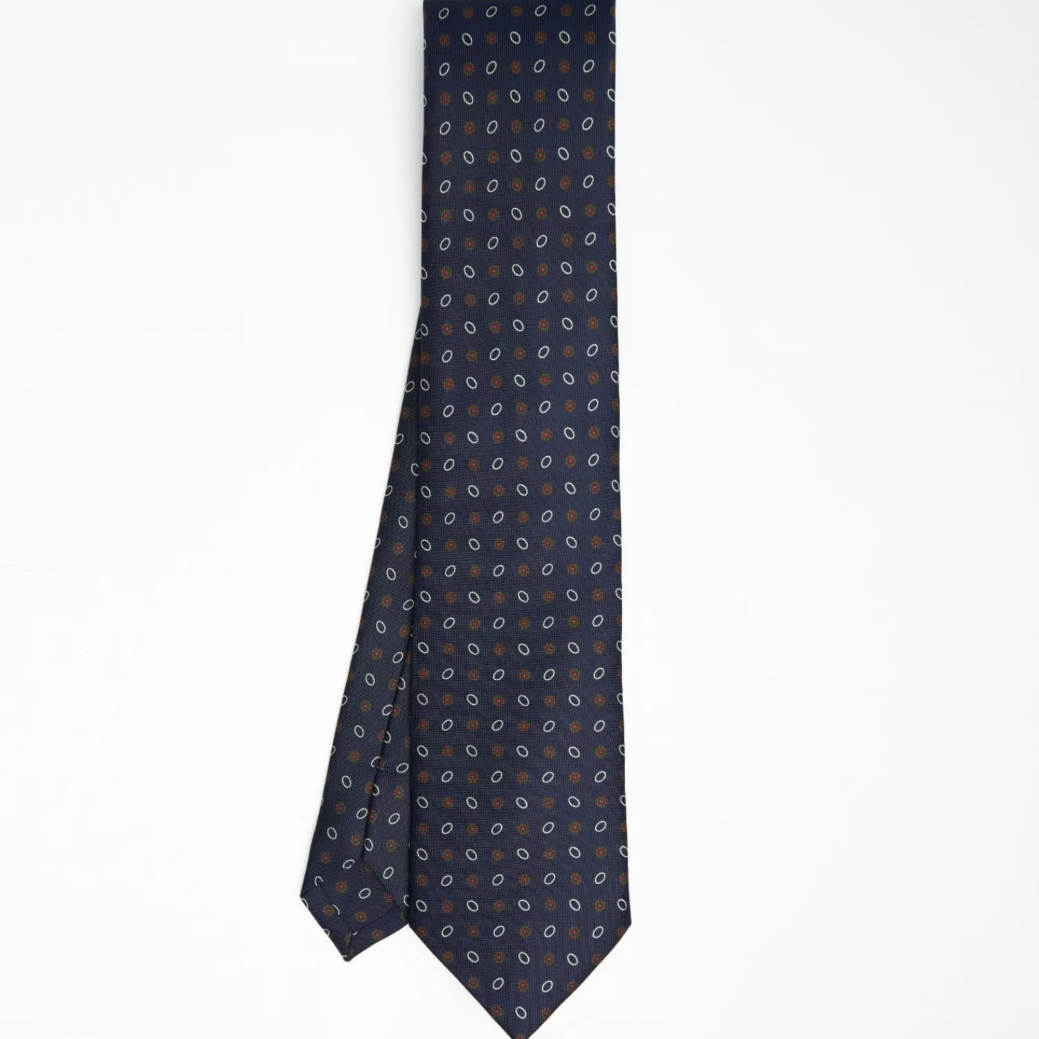 Dark Blue Sartorial Classic Silk Tie Small Flower Pattern>E.Marinella New
