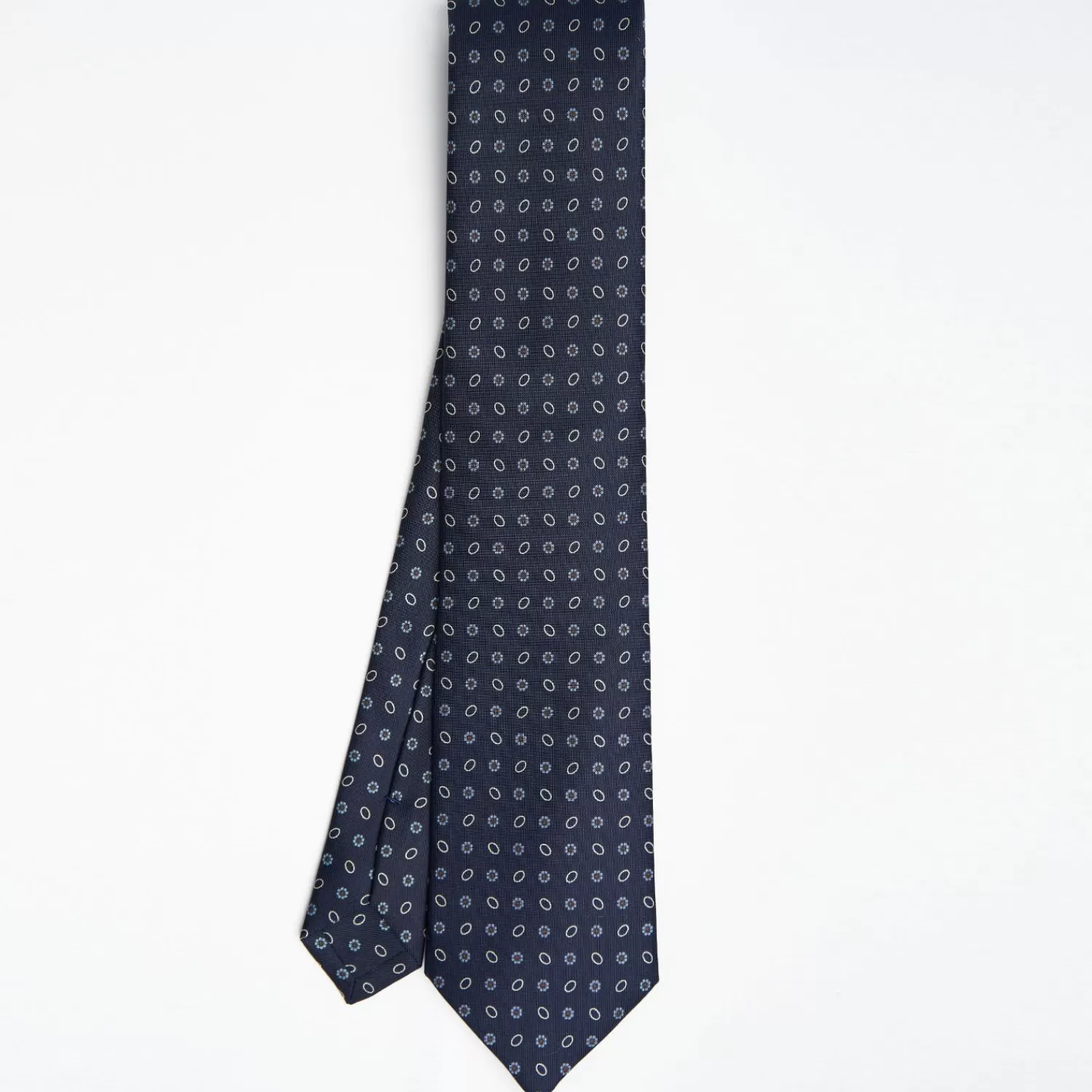 Dark Blue Sartorial Classic Silk Tie Small Flower Pattern>E.Marinella Shop