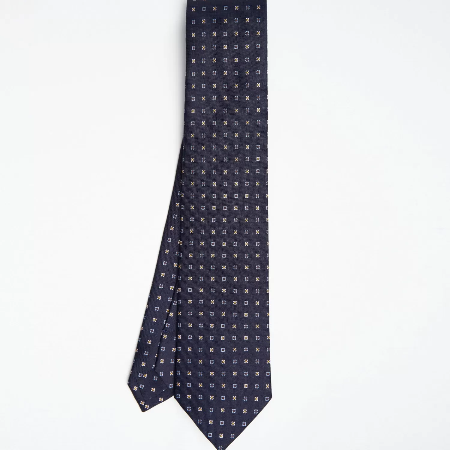 Dark Blue Sartorial Classic Silk Tie Small Flower Pattern>E.Marinella Outlet