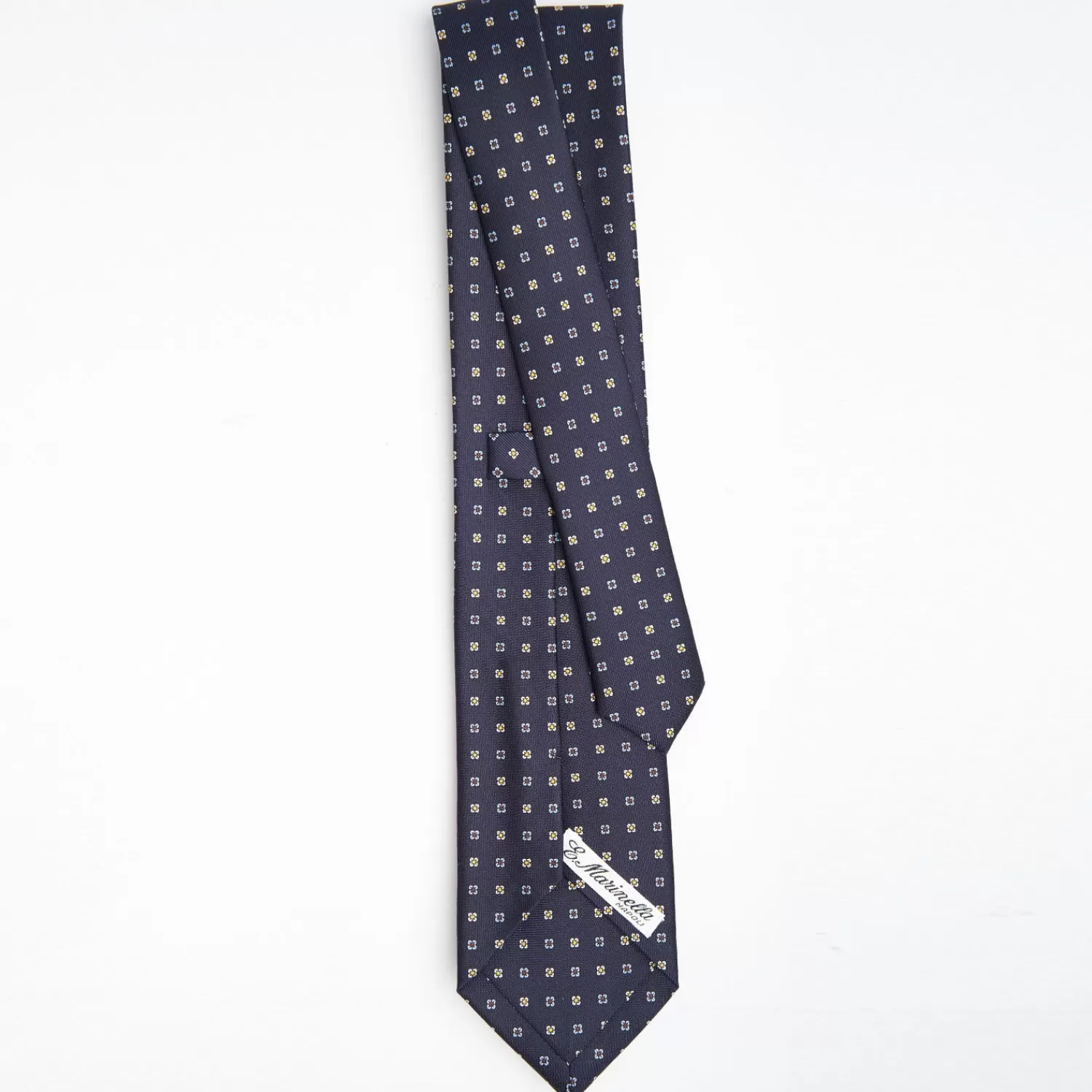 Dark Blue Sartorial Classic Silk Tie Small Flower Pattern>E.Marinella Sale