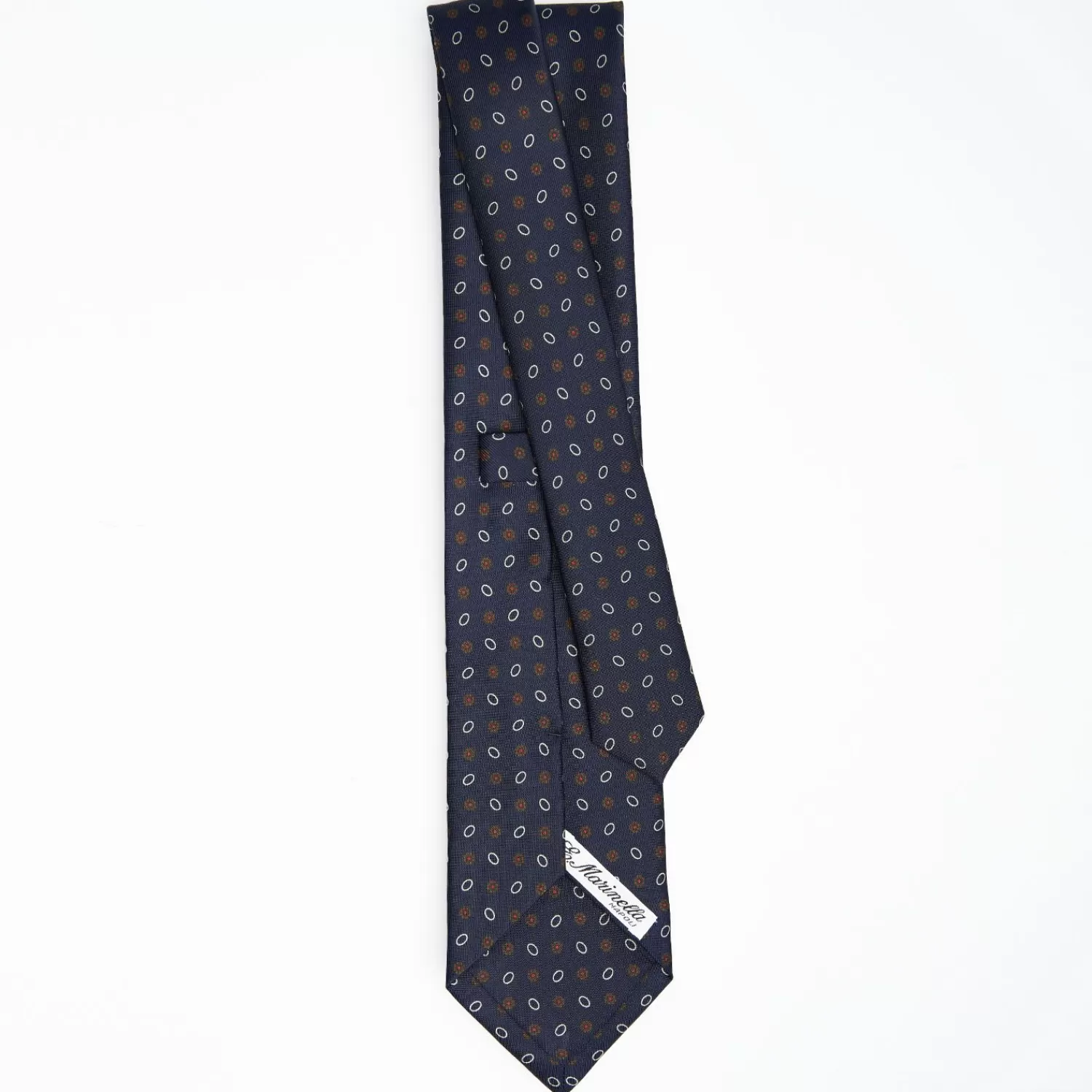 Dark Blue Sartorial Classic Silk Tie Small Flower Pattern>E.Marinella New