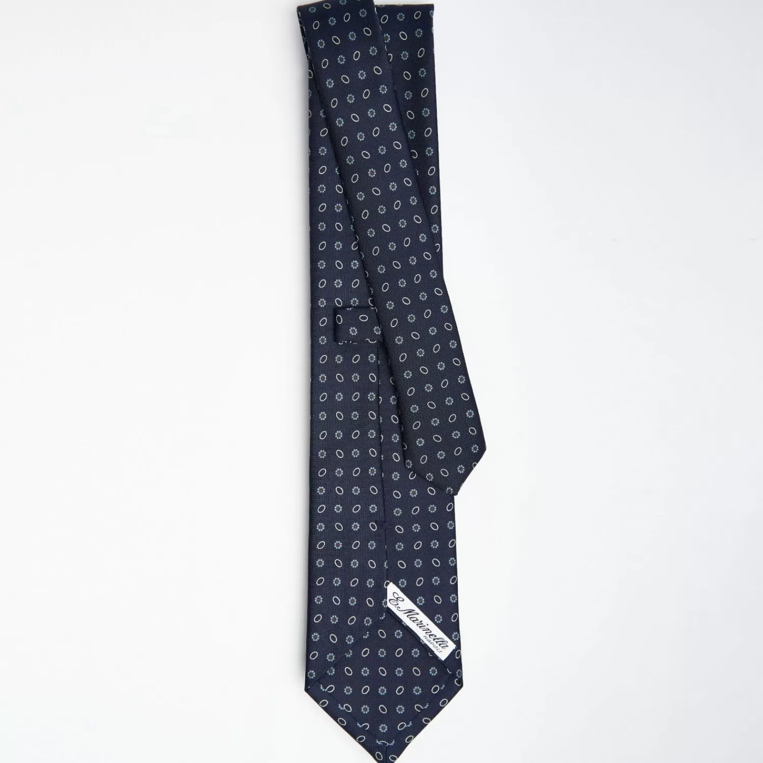 Dark Blue Sartorial Classic Silk Tie Small Flower Pattern>E.Marinella Shop