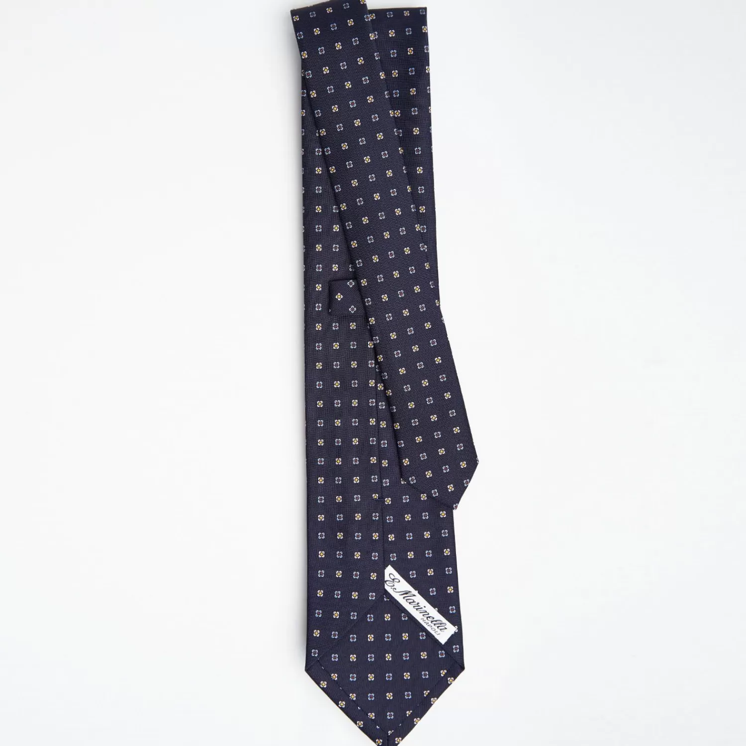 Dark Blue Sartorial Classic Silk Tie Small Flower Pattern>E.Marinella Outlet