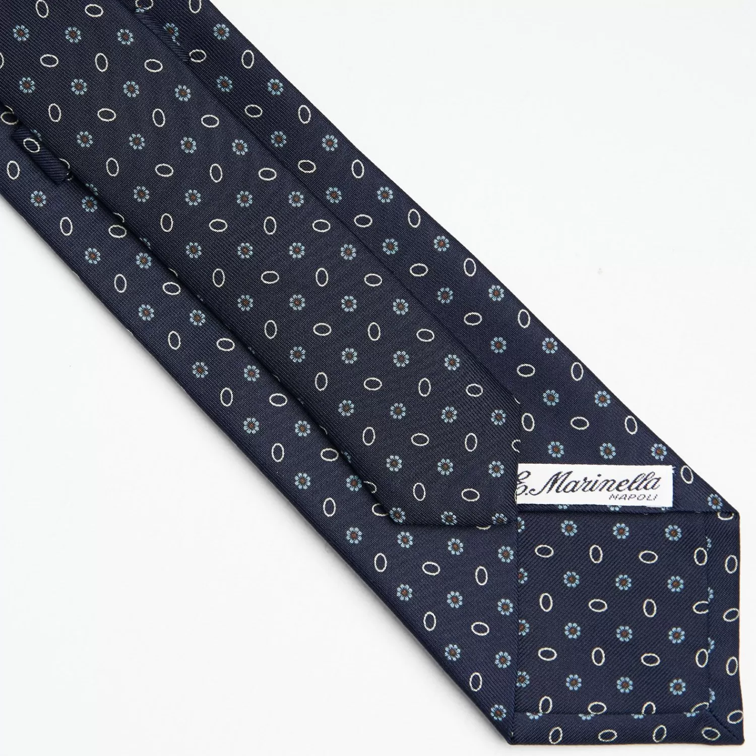 Dark Blue Sartorial Classic Silk Tie Small Flower Pattern>E.Marinella Shop