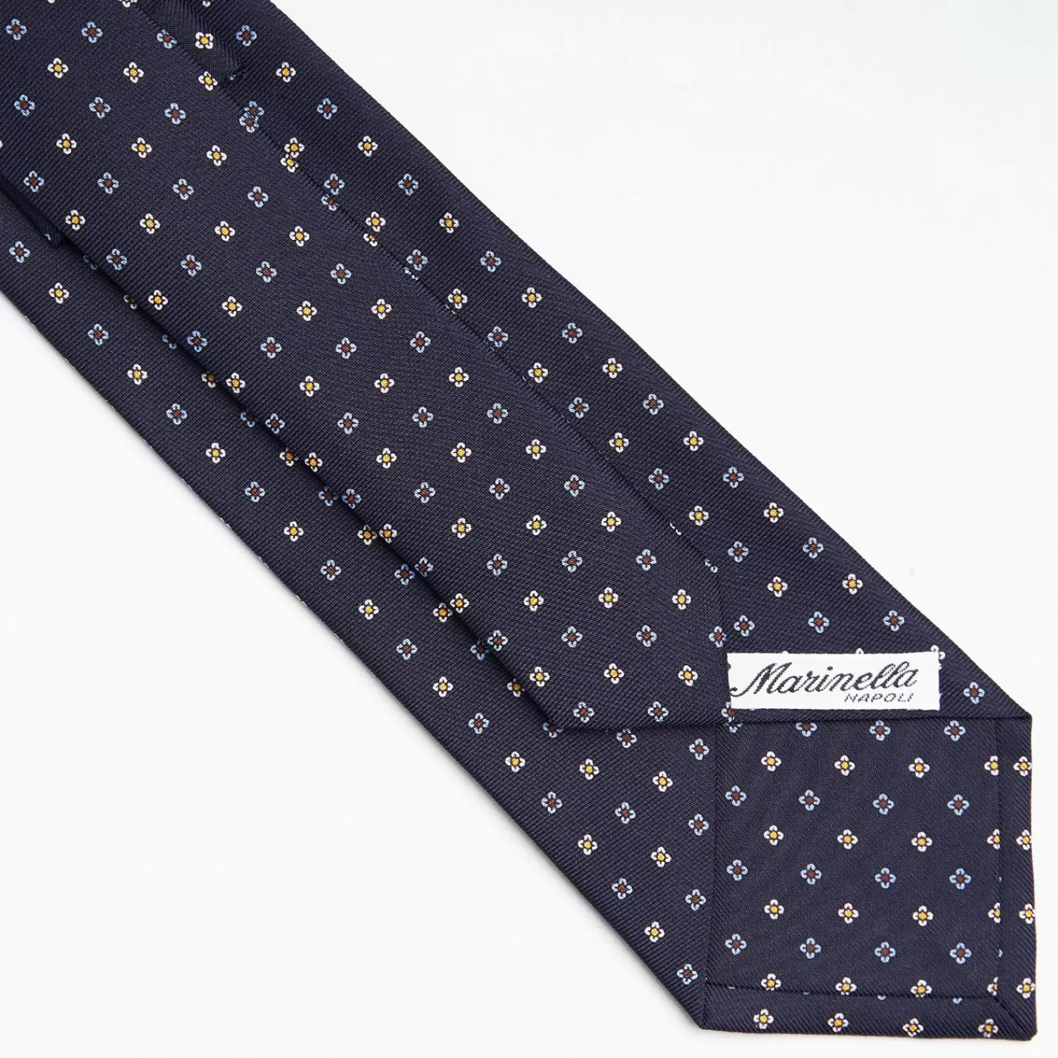 Dark Blue Sartorial Classic Silk Tie Small Flower Pattern>E.Marinella Outlet