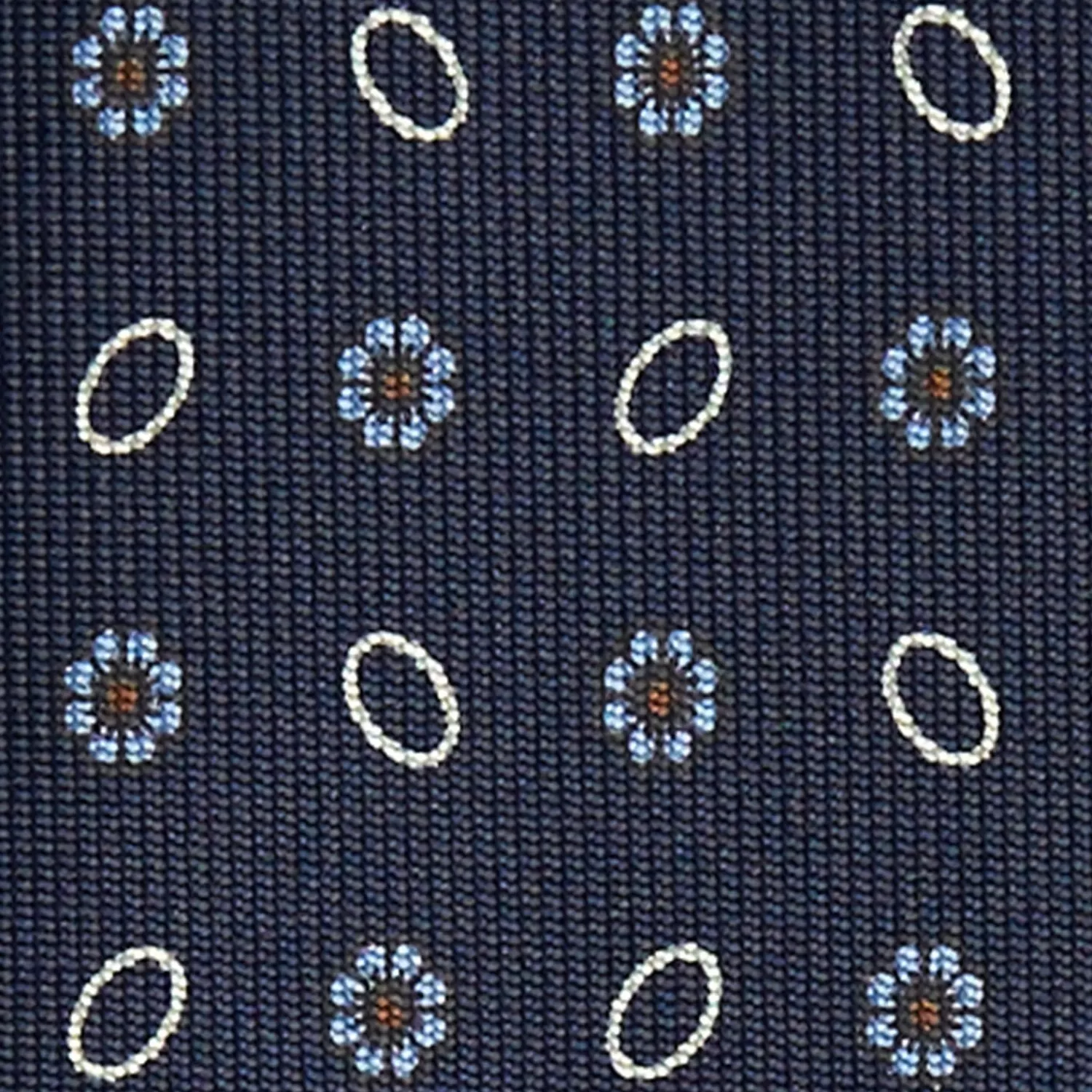 Dark Blue Sartorial Classic Silk Tie Small Flower Pattern>E.Marinella Shop