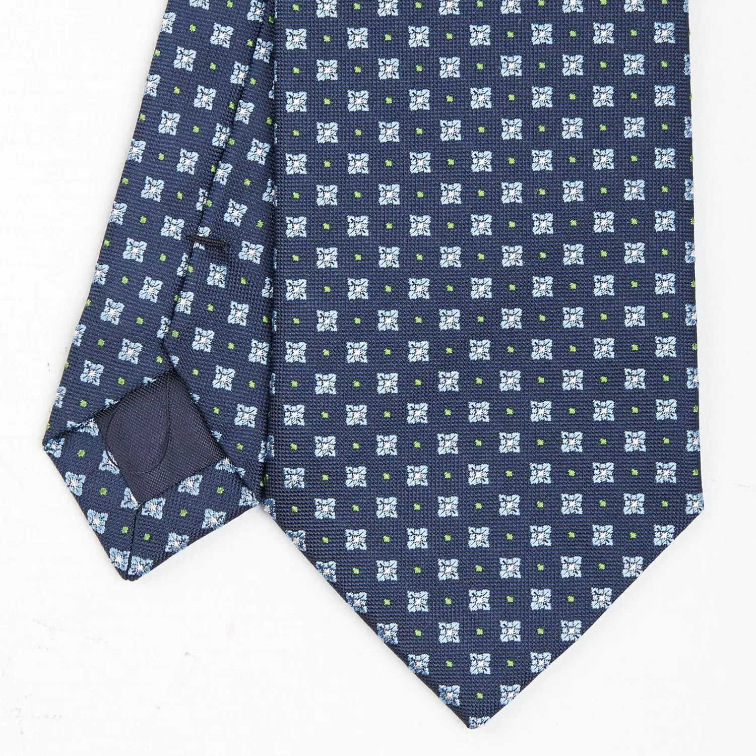 Dark Blue Sartorial Jacquard Silk Tie - Large Flower Patterns>E.Marinella Online