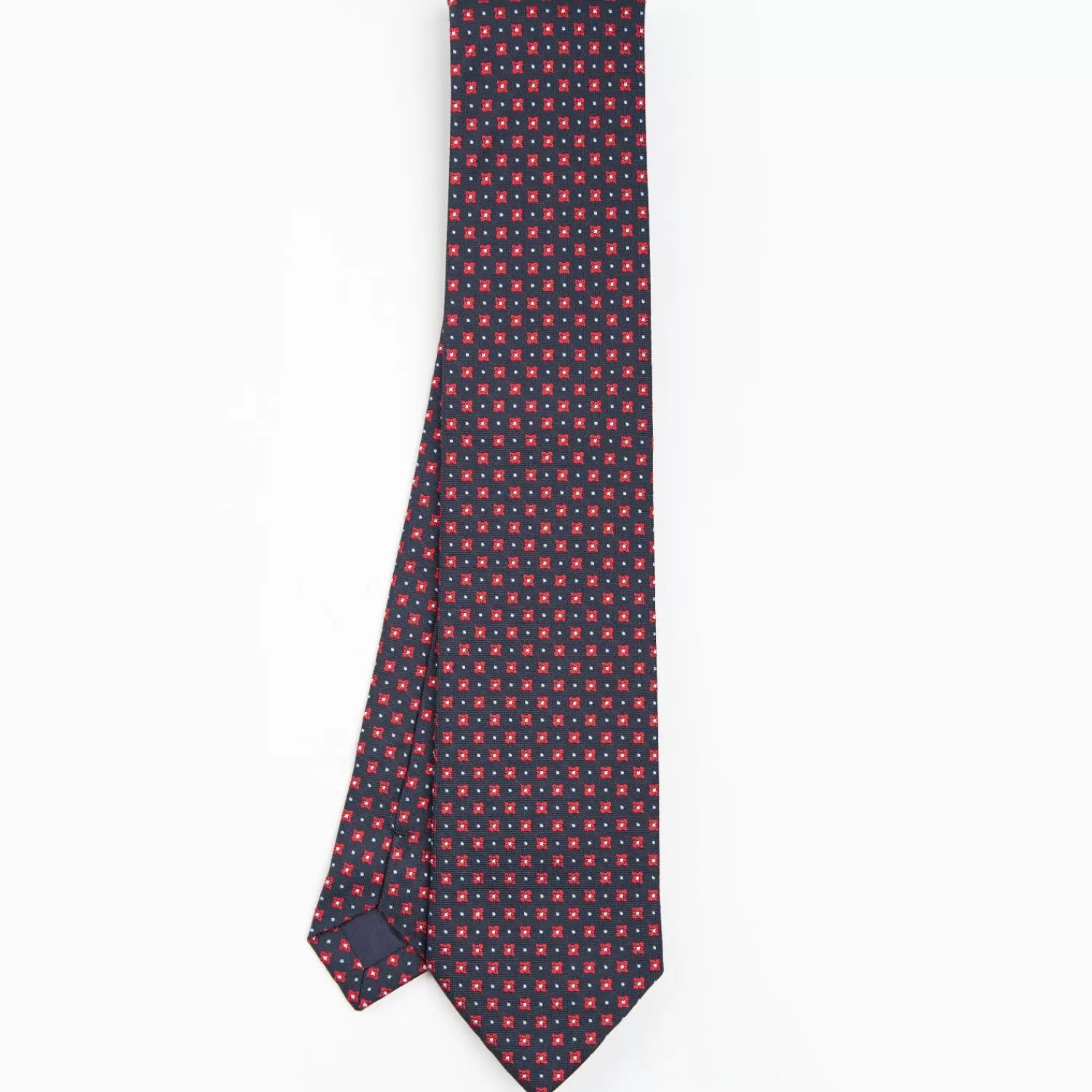 Dark Blue Sartorial Jacquard Silk Tie - Large Flower Patterns>E.Marinella Store