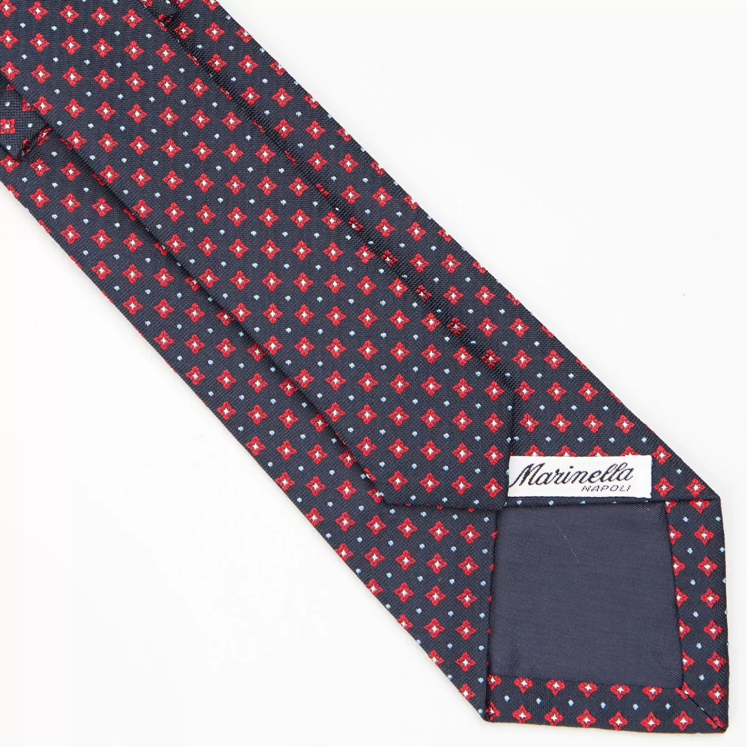 Dark Blue Sartorial Jacquard Silk Tie - Large Flower Patterns>E.Marinella Store