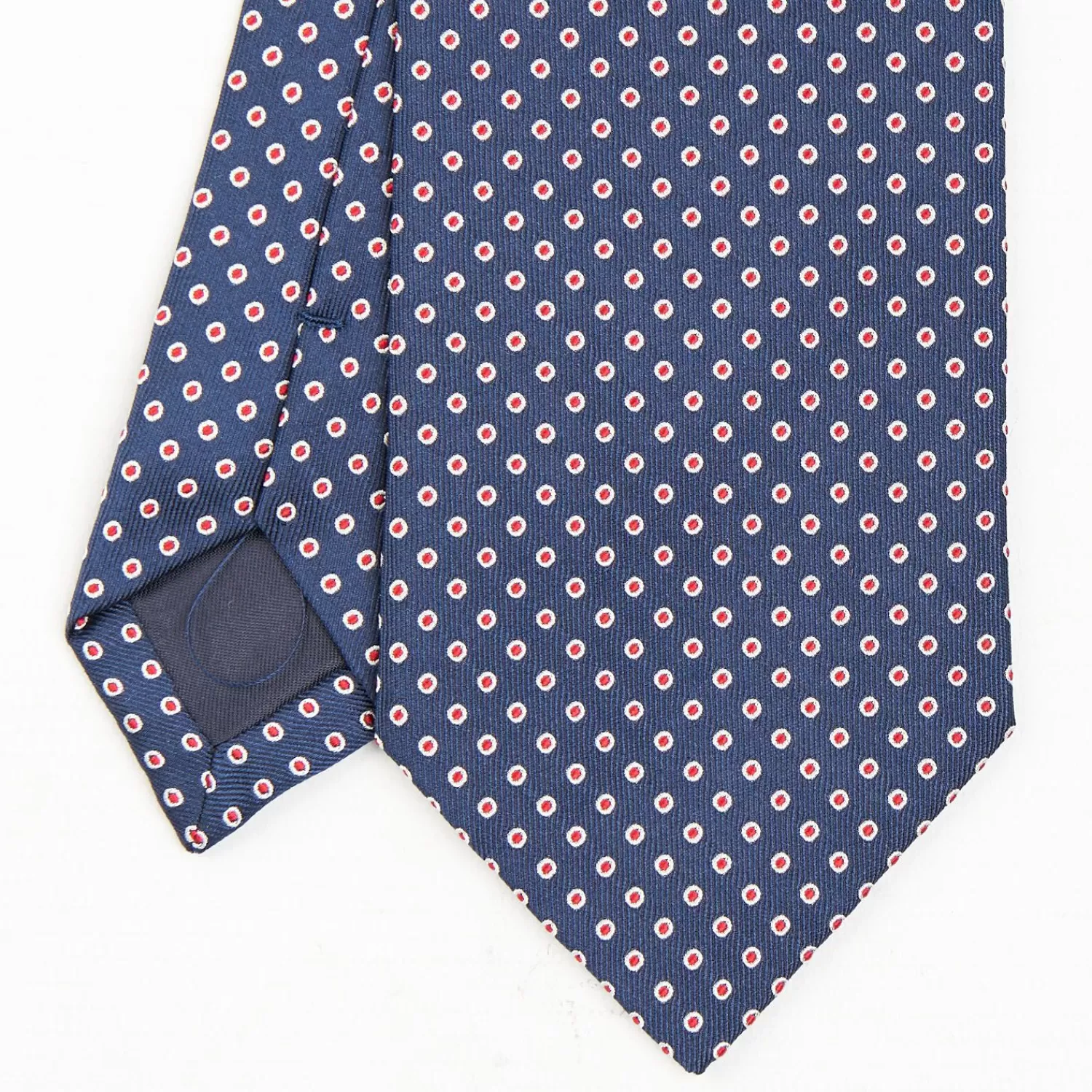 Dark Blue Sartorial Jacquard Silk Tie - Small Geometric Designs>E.Marinella Shop