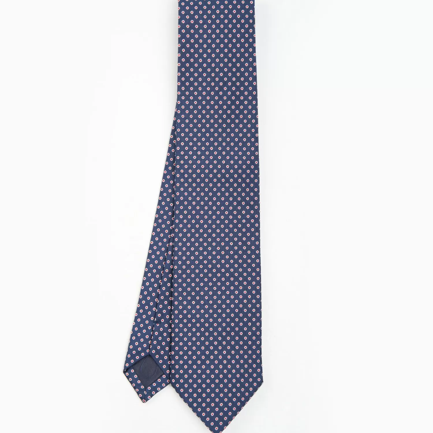 Dark Blue Sartorial Jacquard Silk Tie - Small Geometric Designs>E.Marinella Shop