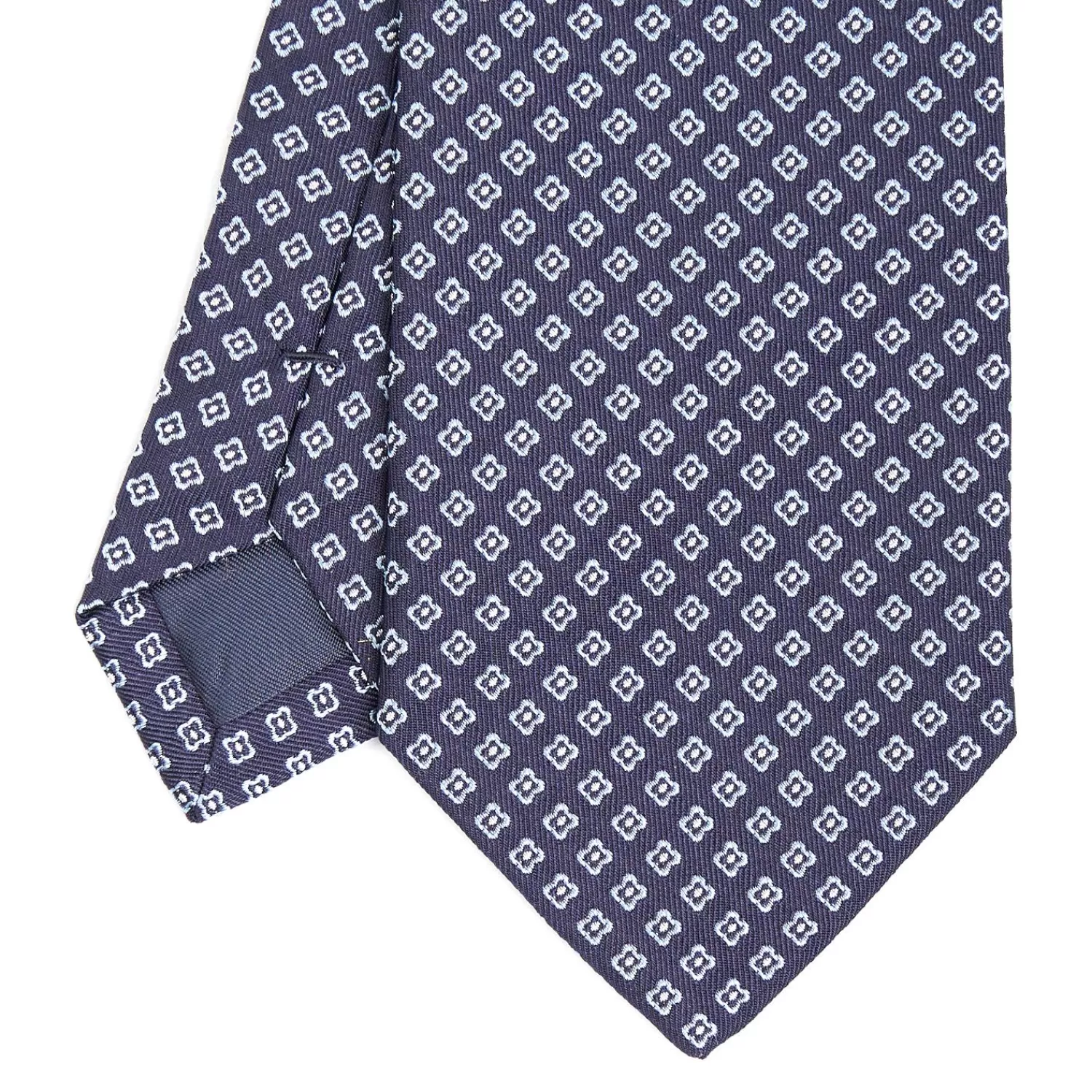 Dark Blue Sartorial Jacquard Silk Tie - Small Geometric Pattern>E.Marinella Best Sale