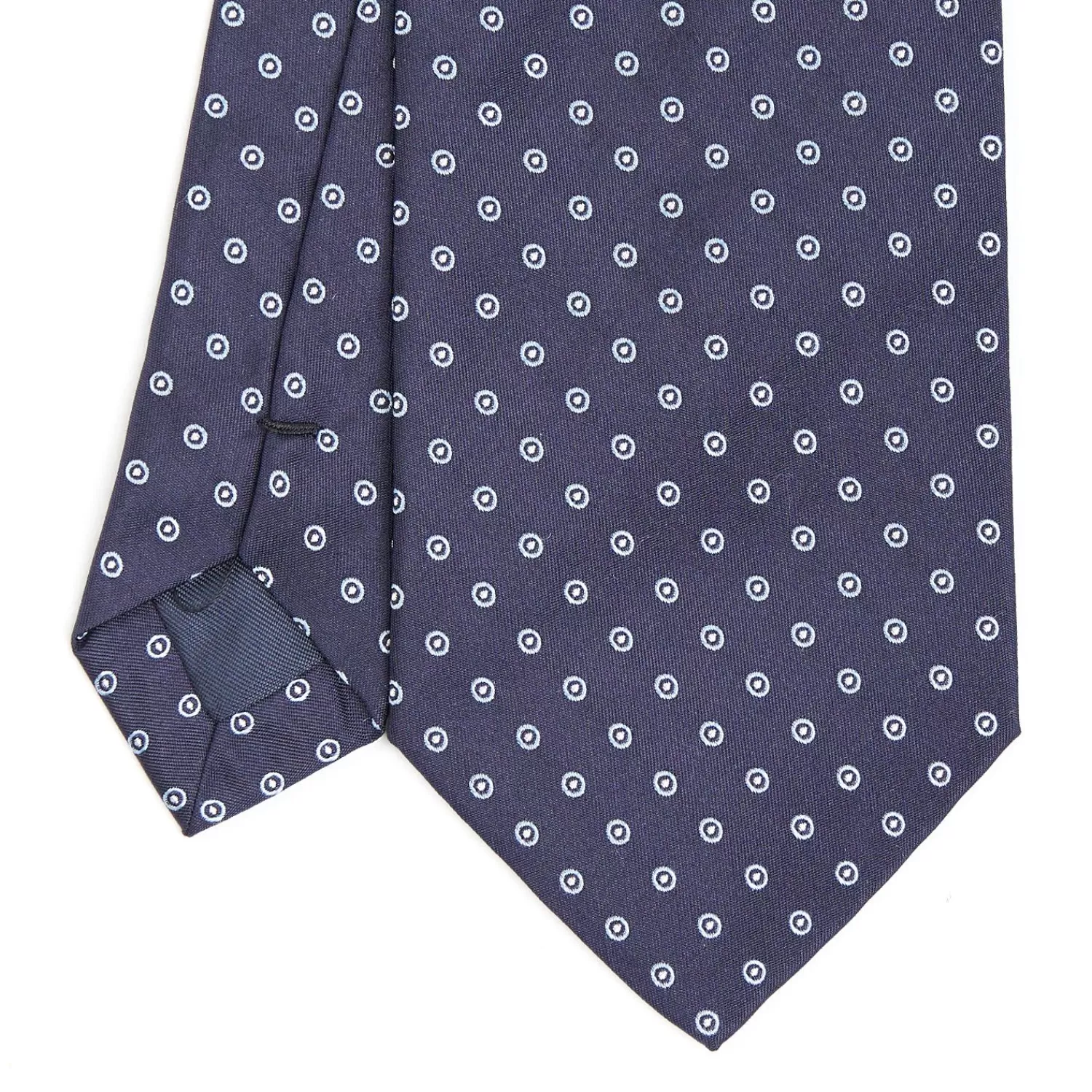 Dark Blue Sartorial Jacquard Silk Tie - Small Geometric Pattern>E.Marinella Online
