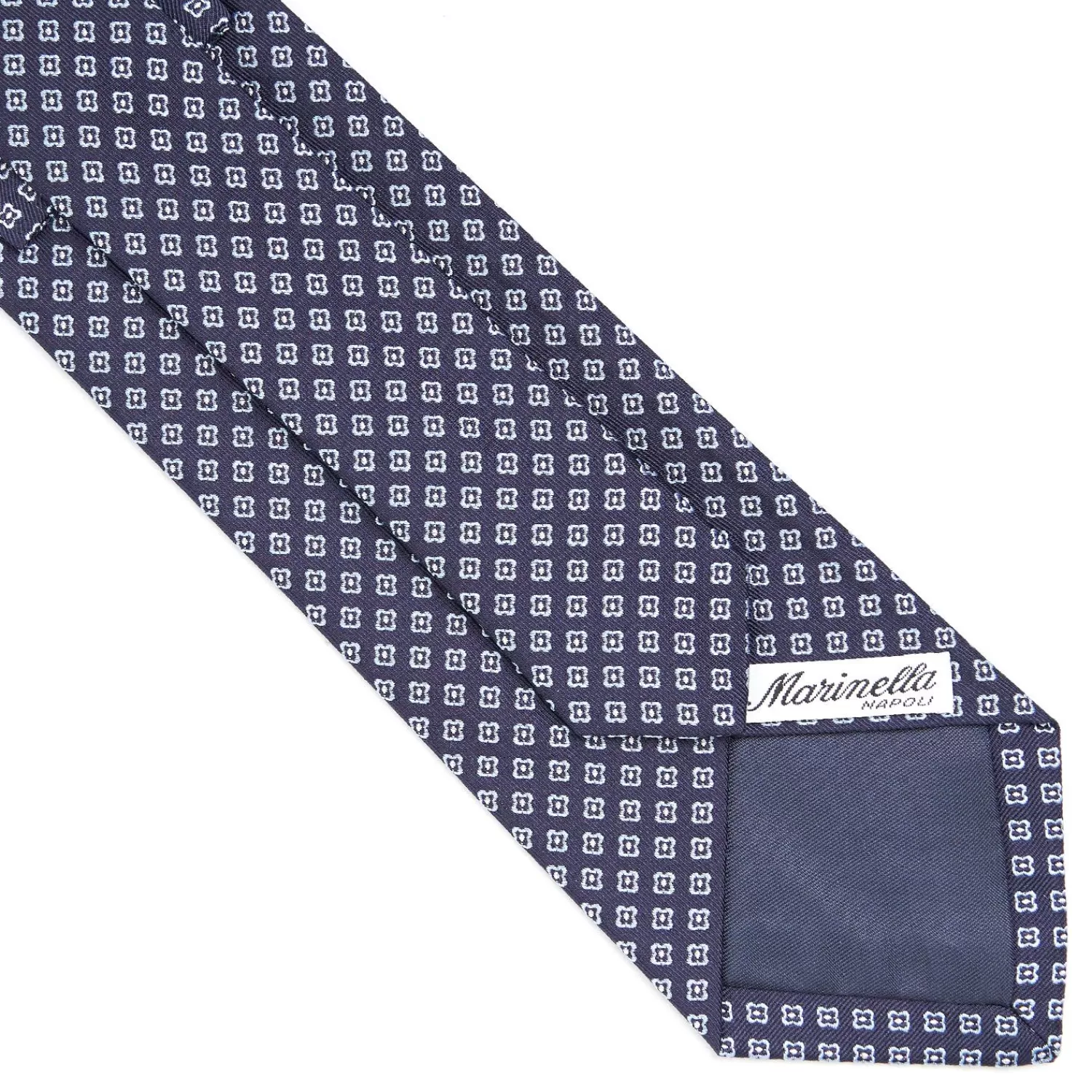 Dark Blue Sartorial Jacquard Silk Tie - Small Geometric Pattern>E.Marinella Best Sale