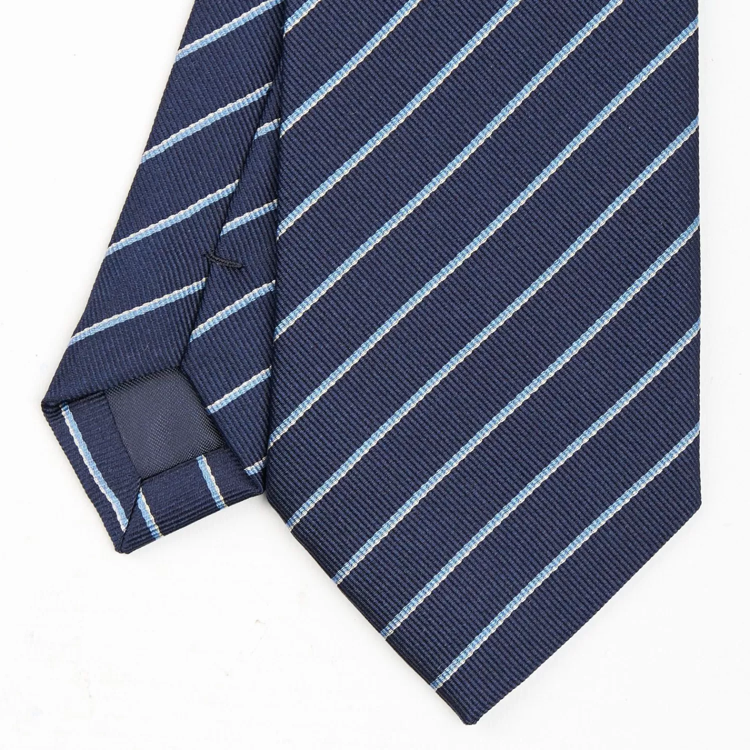 Dark Blue Sartorial Striped Tie>E.Marinella Fashion