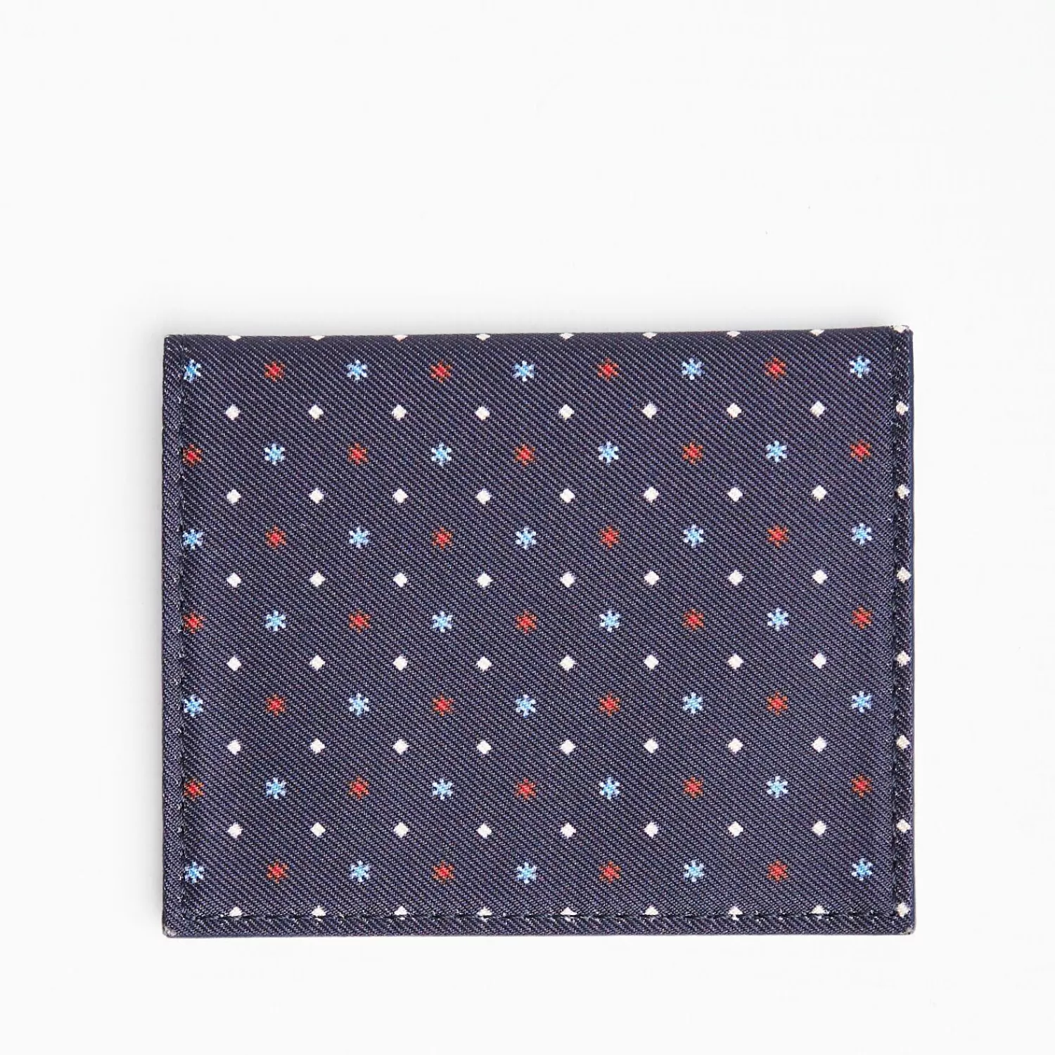 Dark Blue Silk And Leather Folding Card Holder - 10 Compartments>E.Marinella New