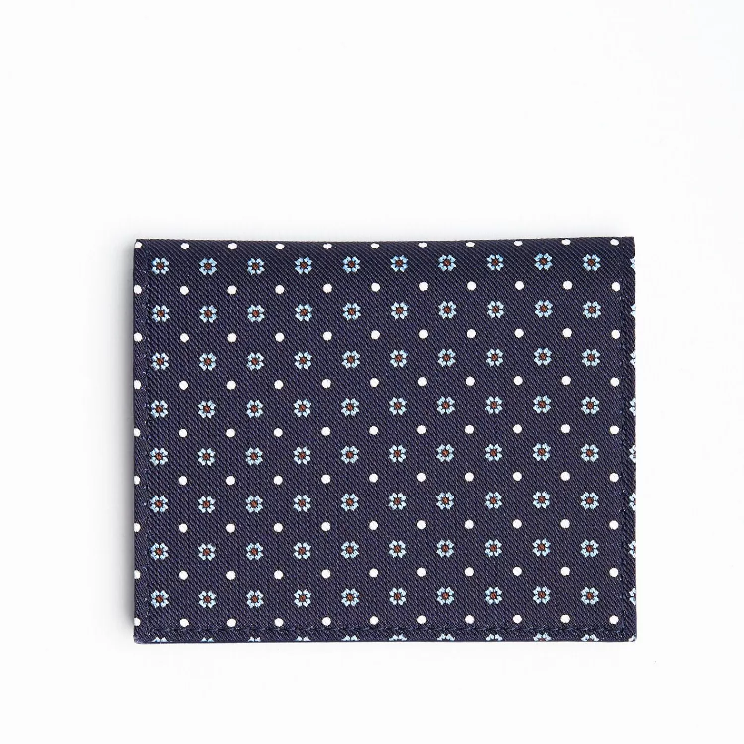 Dark Blue Silk And Leather Folding Card Holder - 10 Compartments>E.Marinella New