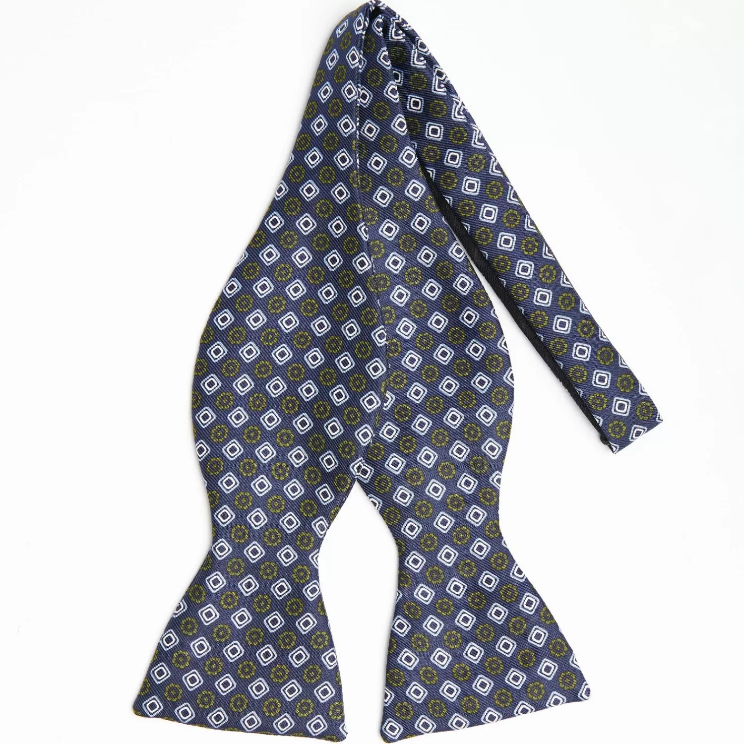Dark Blue Silk Bowtie To Self-Tie - Small Flower Pattern>E.Marinella Shop