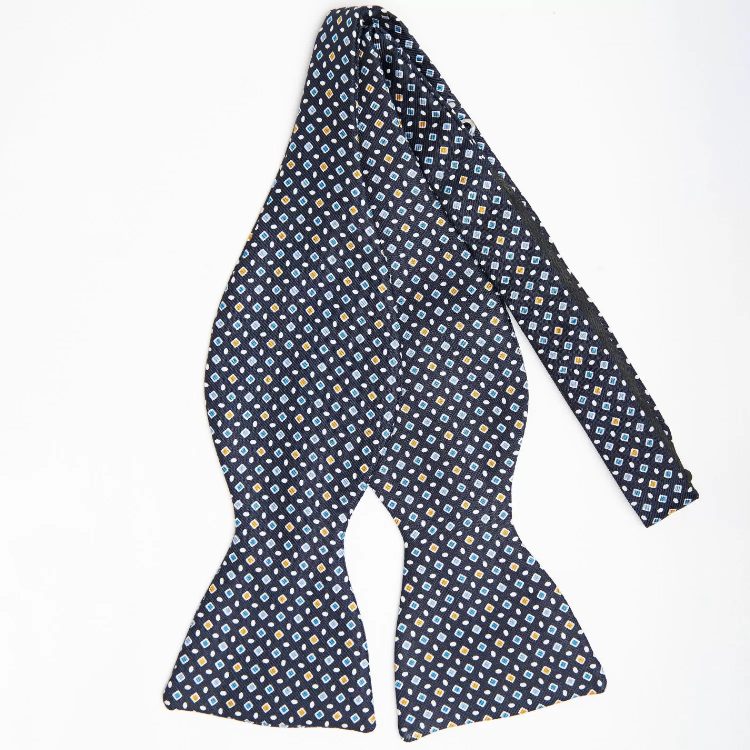 Dark Blue Silk Bowtie To Self-Tie Small Geometric Pattern>E.Marinella Best