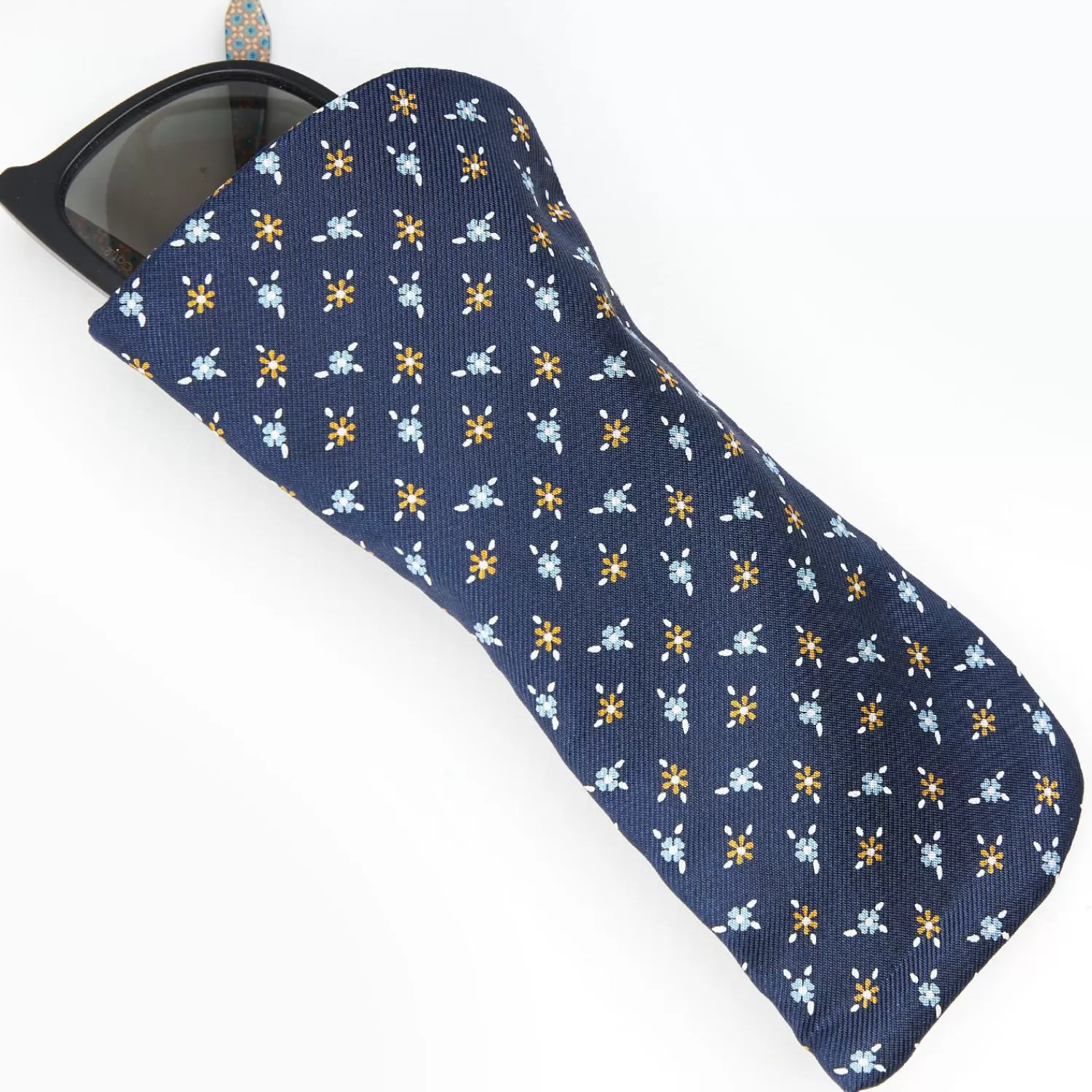 Dark Blue Silk Glasses Case>E.Marinella New