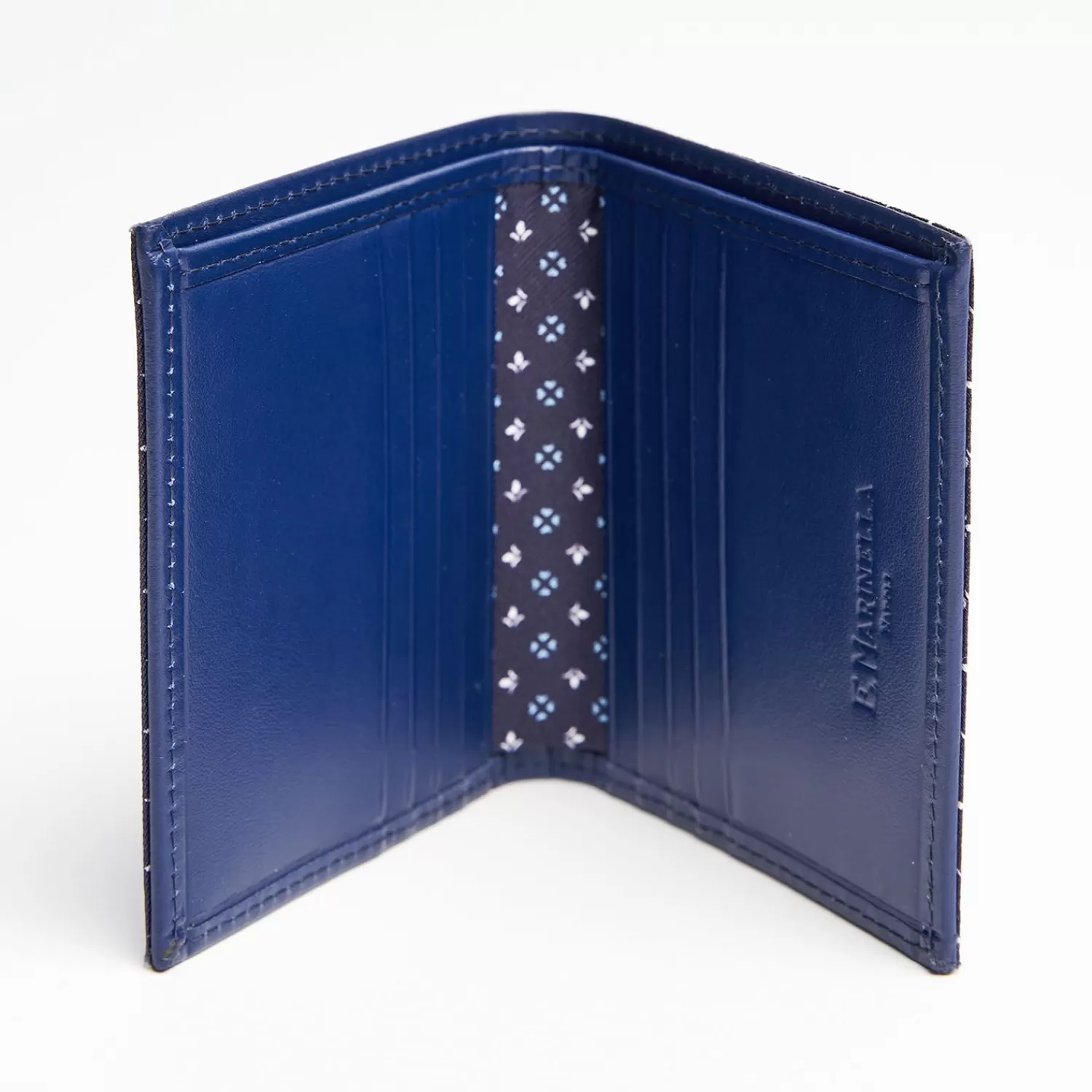 Dark Blue Small Wallet In Silk And Leather>E.Marinella New