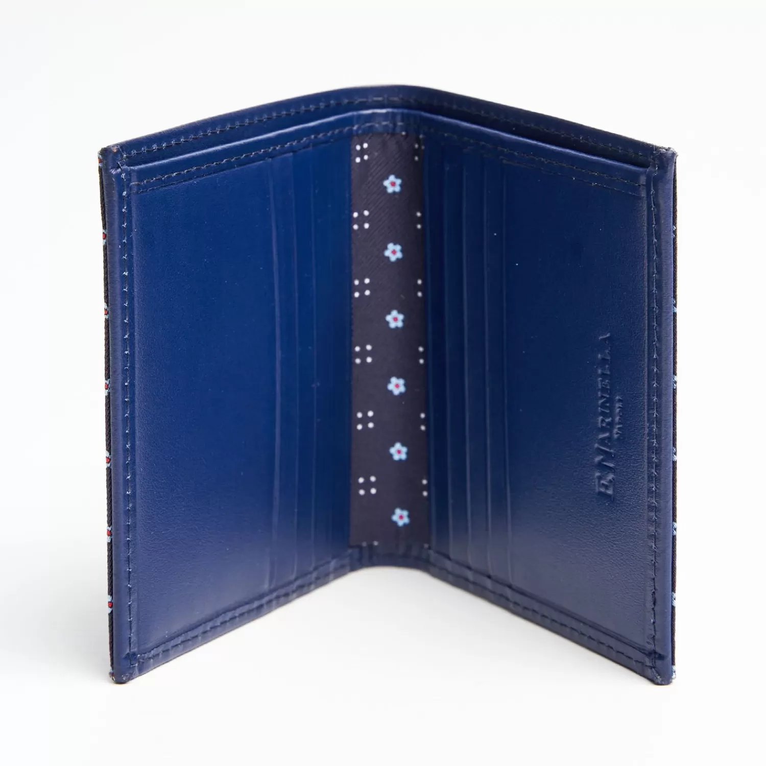 Dark Blue Small Wallet In Silk And Leather>E.Marinella Hot