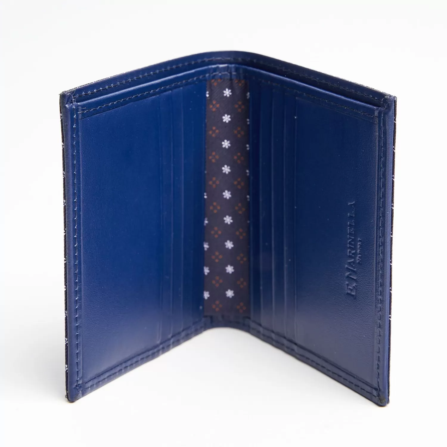 Dark Blue Small Wallet In Silk And Leather>E.Marinella Clearance