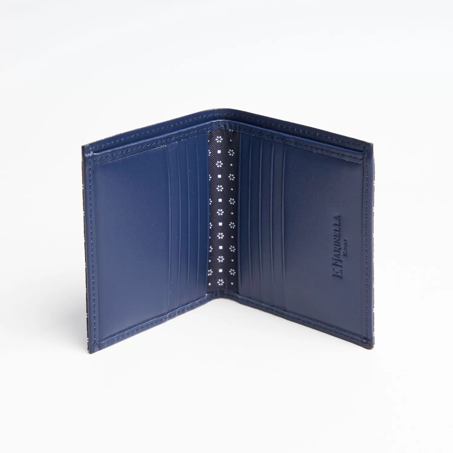 Dark Blue Small Wallet In Silk And Leather>E.Marinella Clearance