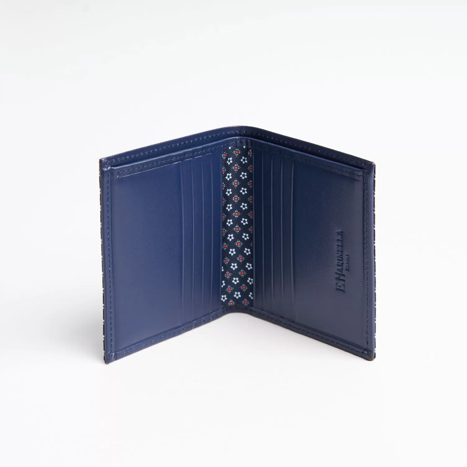 Dark Blue Small Wallet In Silk And Leather>E.Marinella Store
