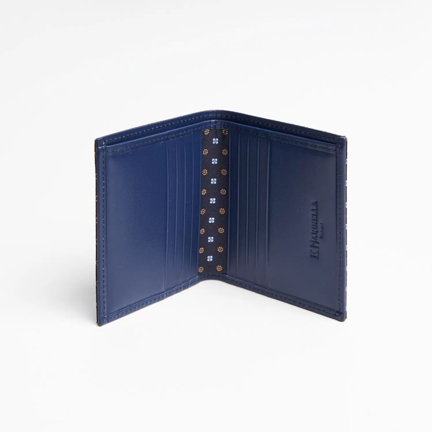 Dark Blue Small Wallet In Silk And Leather>E.Marinella Fashion