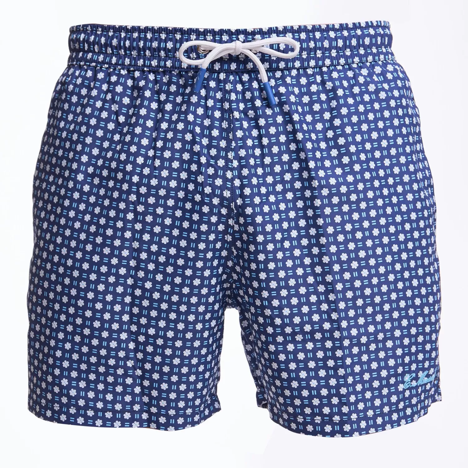 Dark Blue Swim Short - Large Flower Pattern>E.Marinella Flash Sale