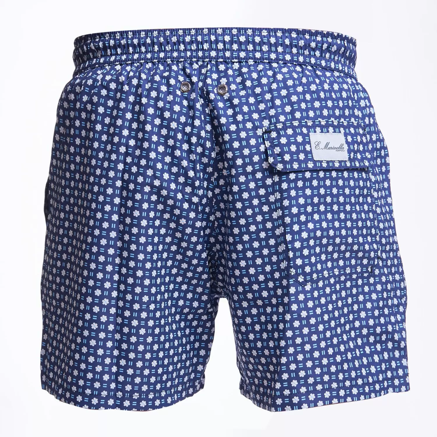 Dark Blue Swim Short - Large Flower Pattern>E.Marinella Flash Sale