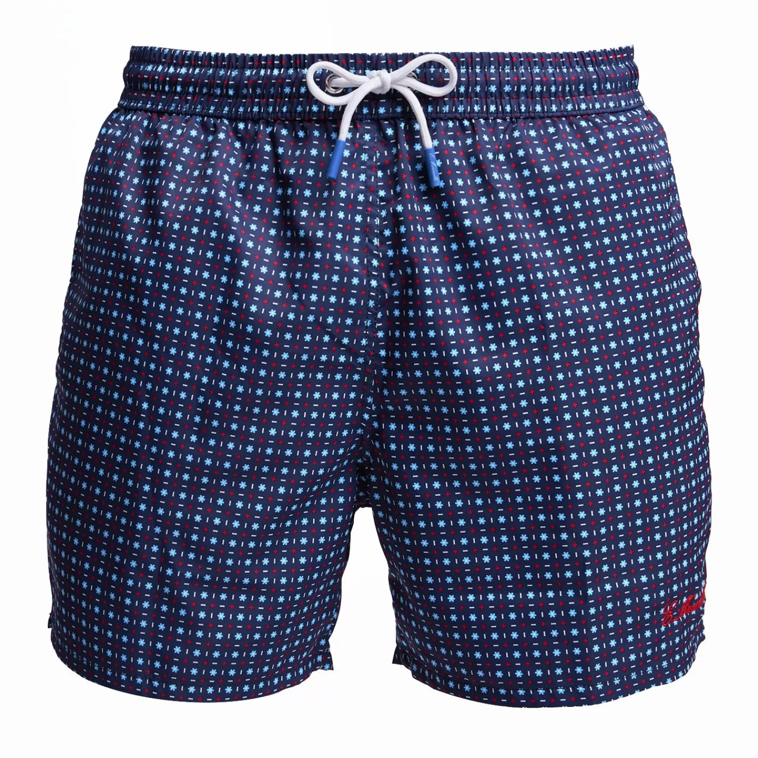 Dark Blue Swim Short - Small Flower Pattern>E.Marinella Shop