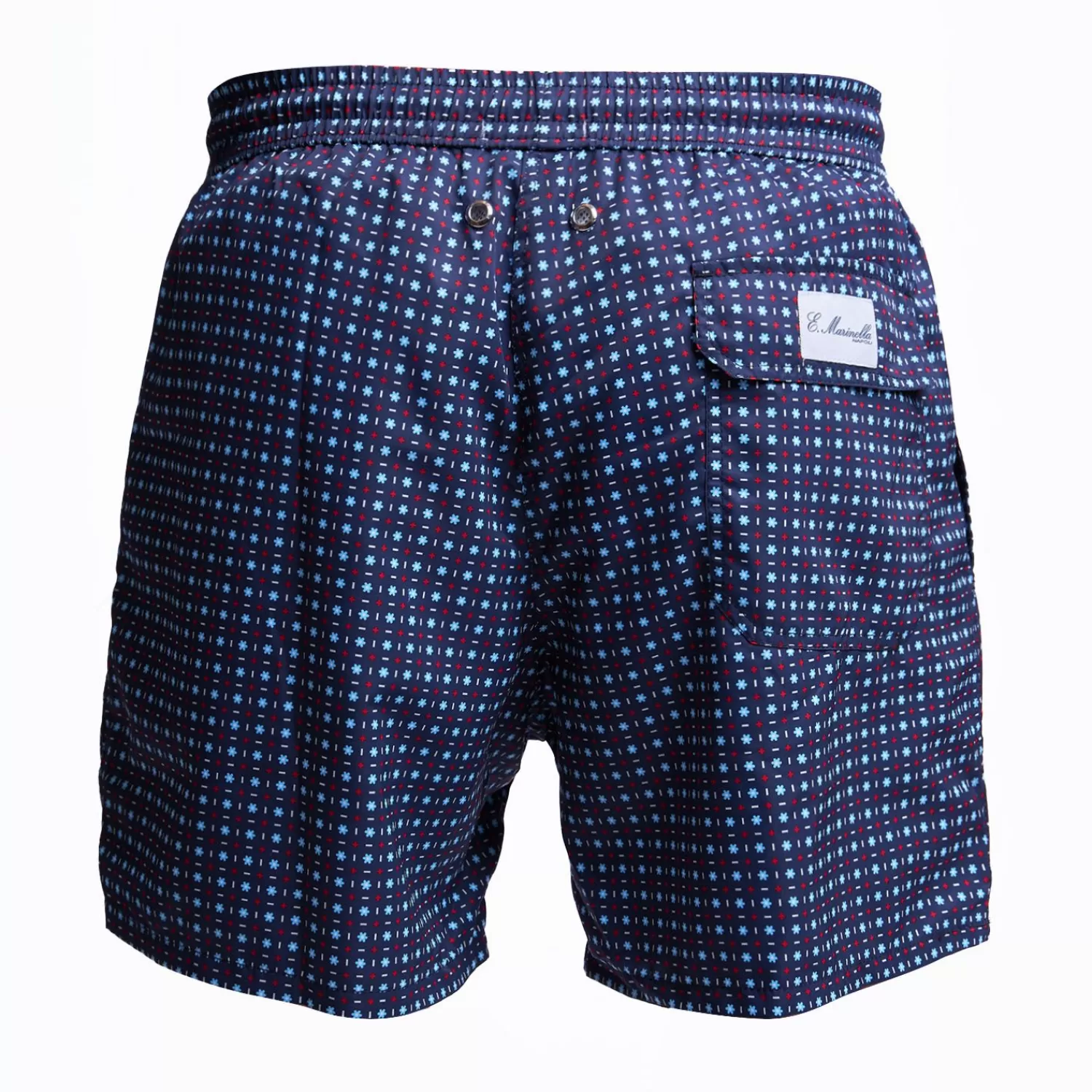 Dark Blue Swim Short - Small Flower Pattern>E.Marinella Shop