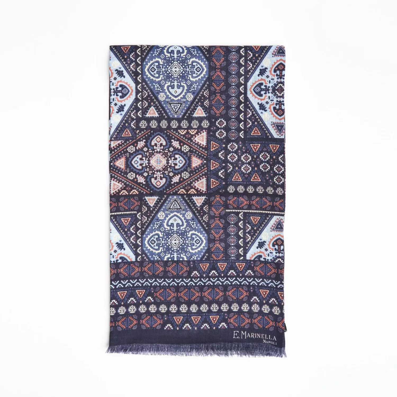 Dark Blue Tubolar Scarf In Wool And Silk>E.Marinella Flash Sale