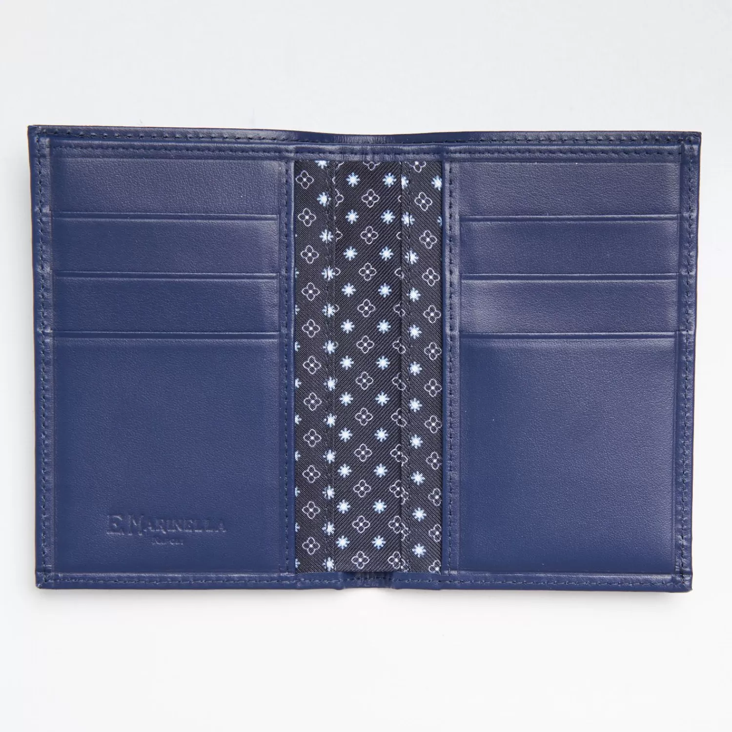 Dark Blue Vertical Wallet In Silk And Leather>E.Marinella Best
