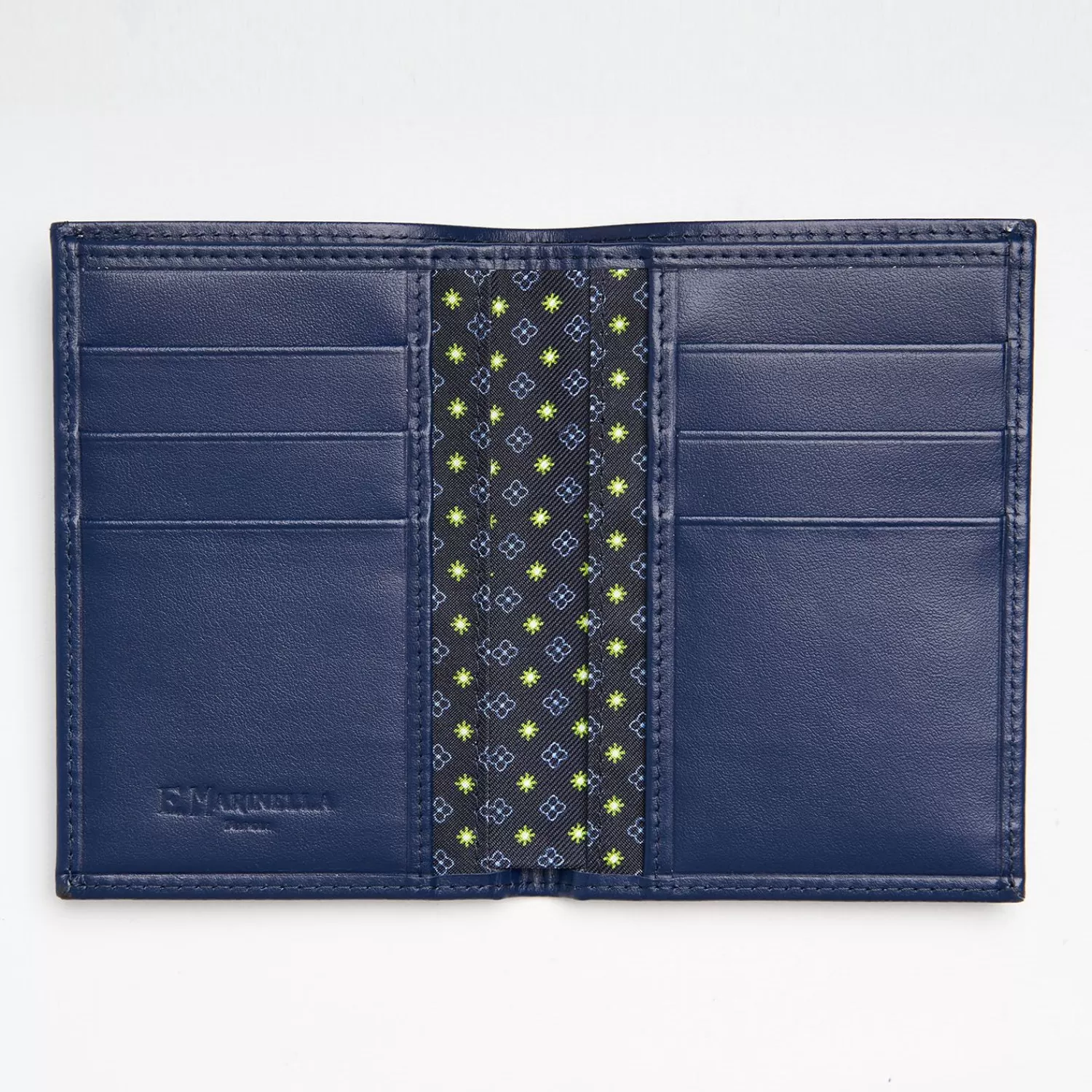 Dark Blue Vertical Wallet In Silk And Leather>E.Marinella Best